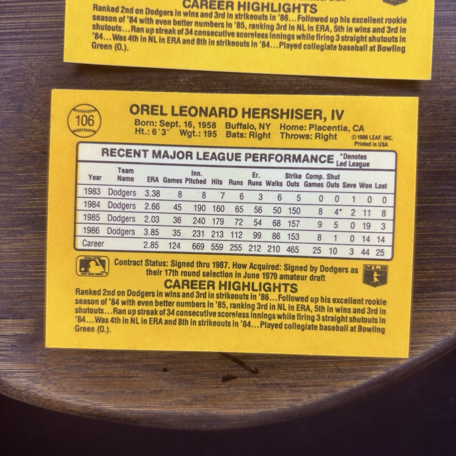 1987 Donruss MLB Card (Lot Of 3) Orel Hershiser & William Surhoff Rookie Card5