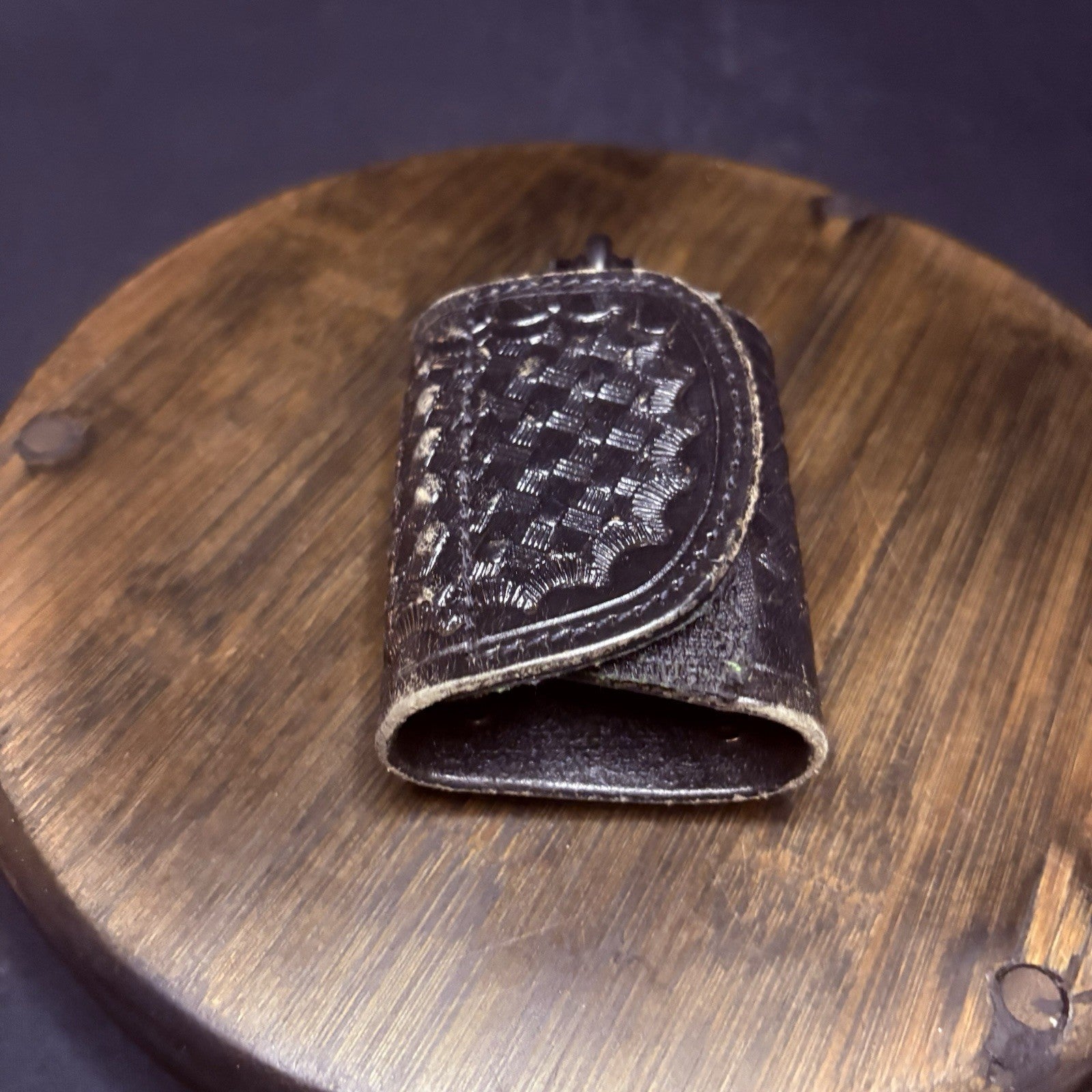JS Leather Silent Key Keeper Basket Weave Leather Holder6