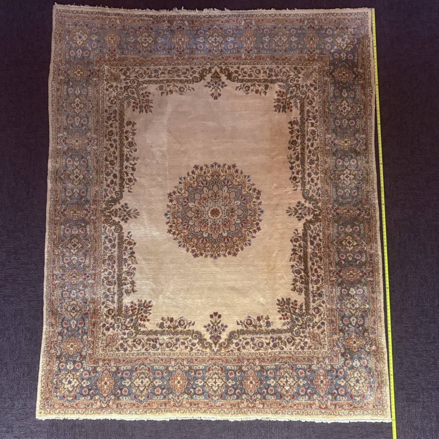 Antique Hand Knotted Rug 8'x10' Pastel Colors 289 KPSI Open Field Medallion14