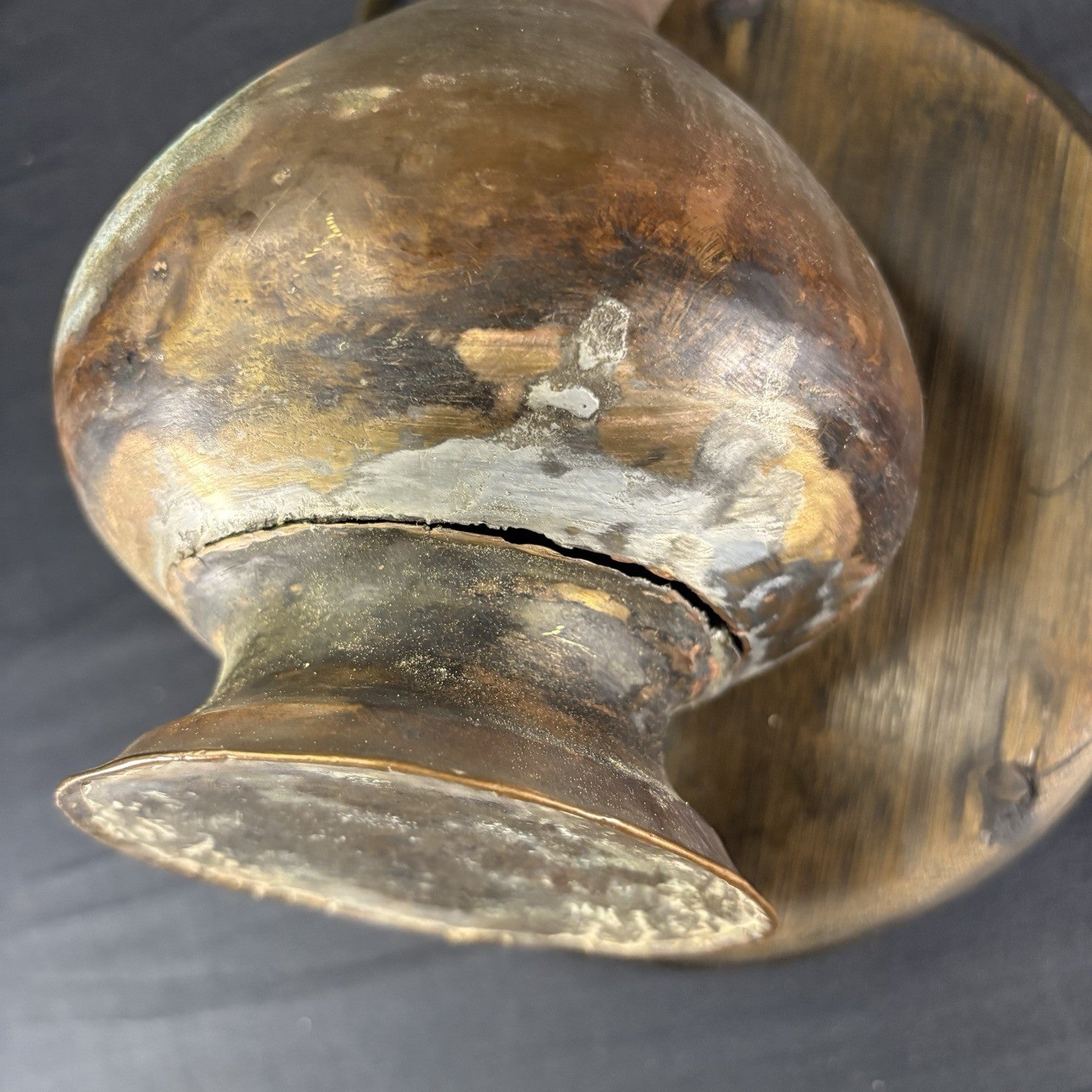 Antique Arabic Pitcher w/ Cups Middle Eastern Hand Hammered Brass Early 1900s10