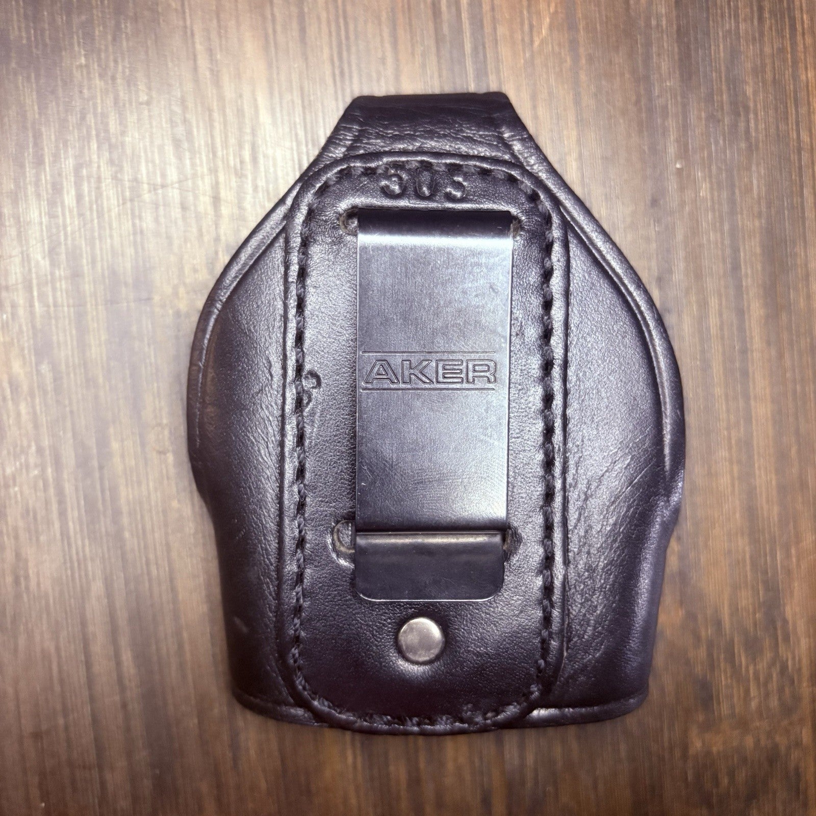 Aker 503 Bikini Handcuff Case Black Plain Leather RARE With Belt Clip3