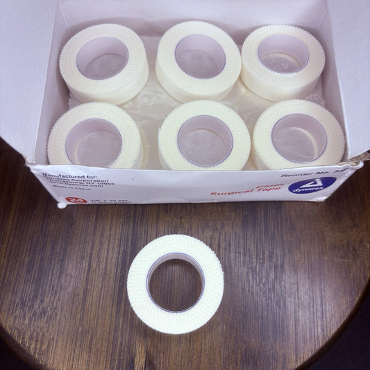 (13 Rolls) Cloth Surgical Tape Rolls 1/2"x 10 yards White Hypoallergenic Dynarex1