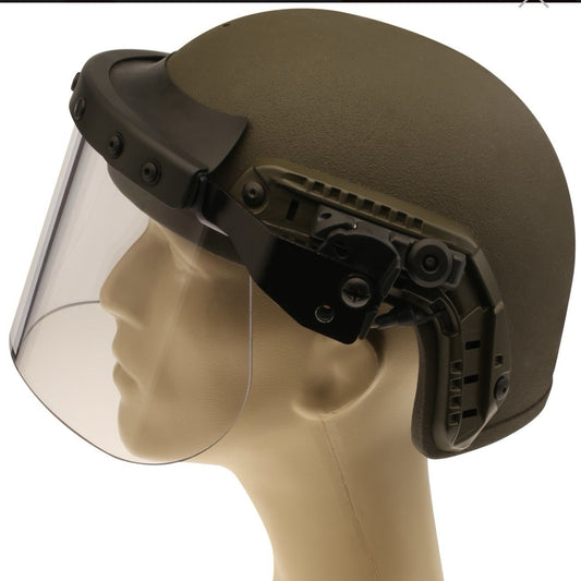 Rail Mounted DK7 Face Shield For Ballistic Helmet (With Mounts) Heavy Duty USED1