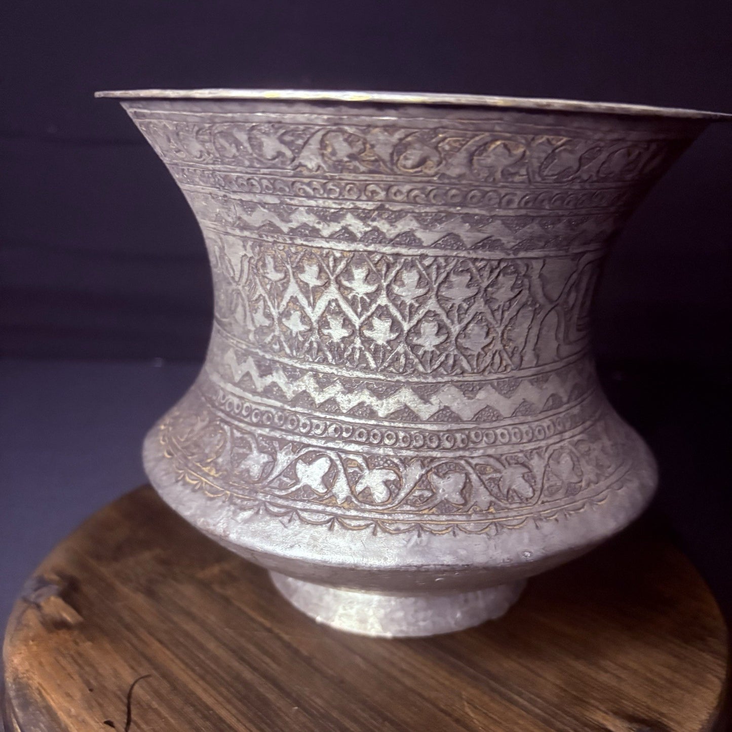 Qajar Era Copper Vessel Hand Hammered Islamic Calligraphy Tinned Late 1800s4