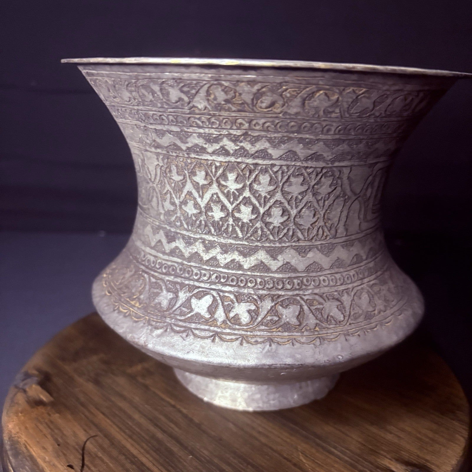 Qajar Era Copper Vessel Hand Hammered Islamic Calligraphy Tinned Late 1800s4