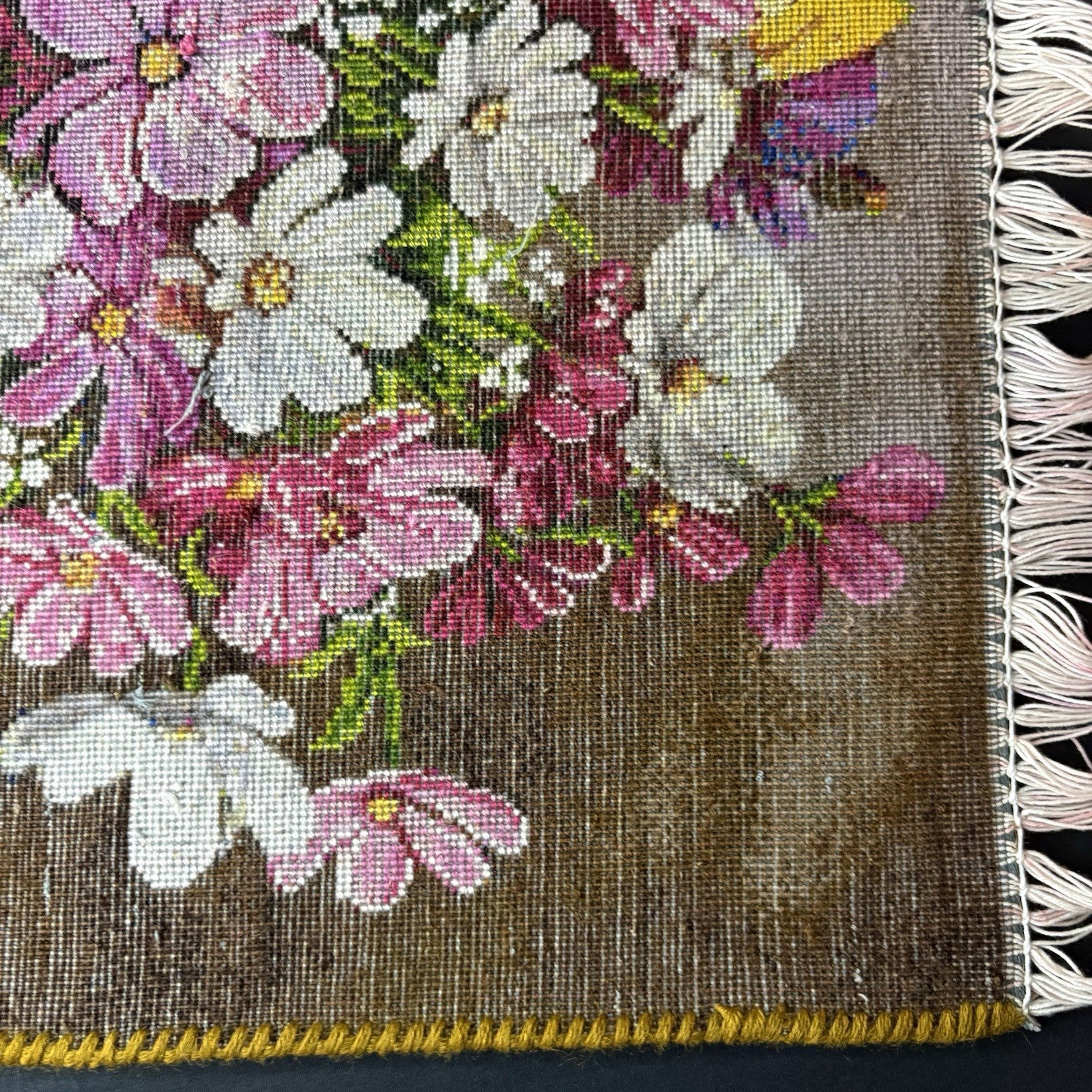 Pictorial Rug Flower Hand Knotted Tab’riz 23”x16” Cotton w/Silk 240KPSI17