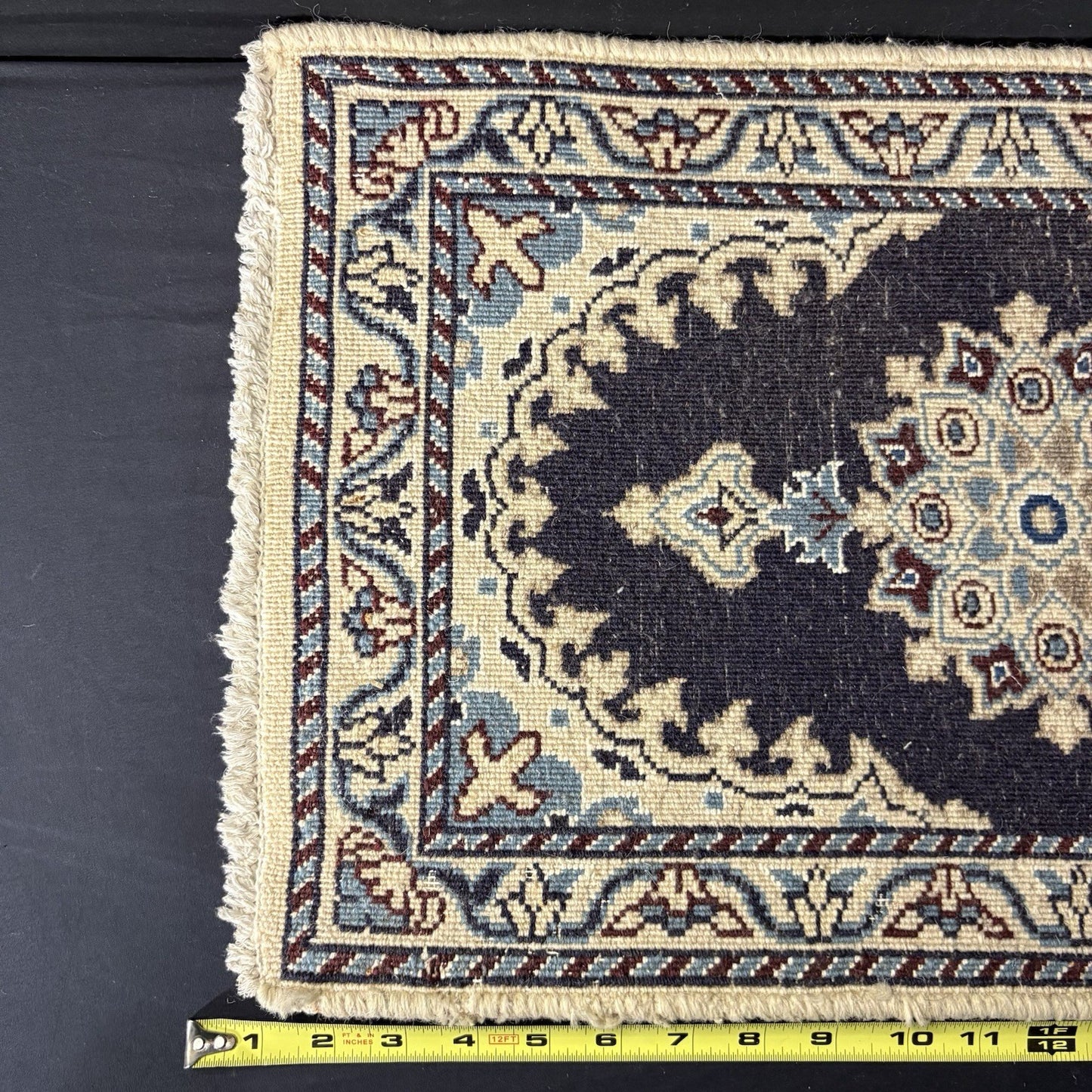 Rug Hand Knotted Medallion Rug 24x15" 40X60cm 132KPSI Semi-Antique5