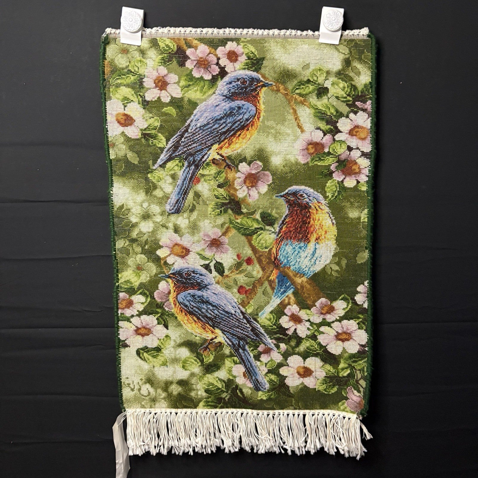 Persian Pictorial Rug Hand Knotted Birds 24”x16” 60X40cm 224KPSI w/Rug Hangers1