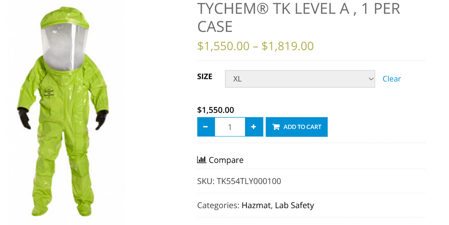 Dupont TK554 Tychem Commander Level A Hazmat Suit1