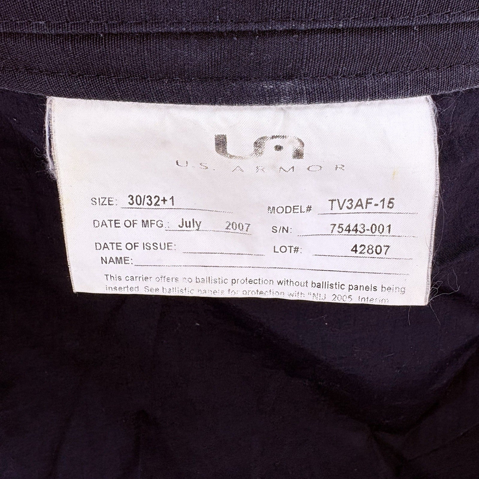 US Armor IIIA (3A) Bullet Proof Vest (Size Female SMALL) With Trauma Plate5