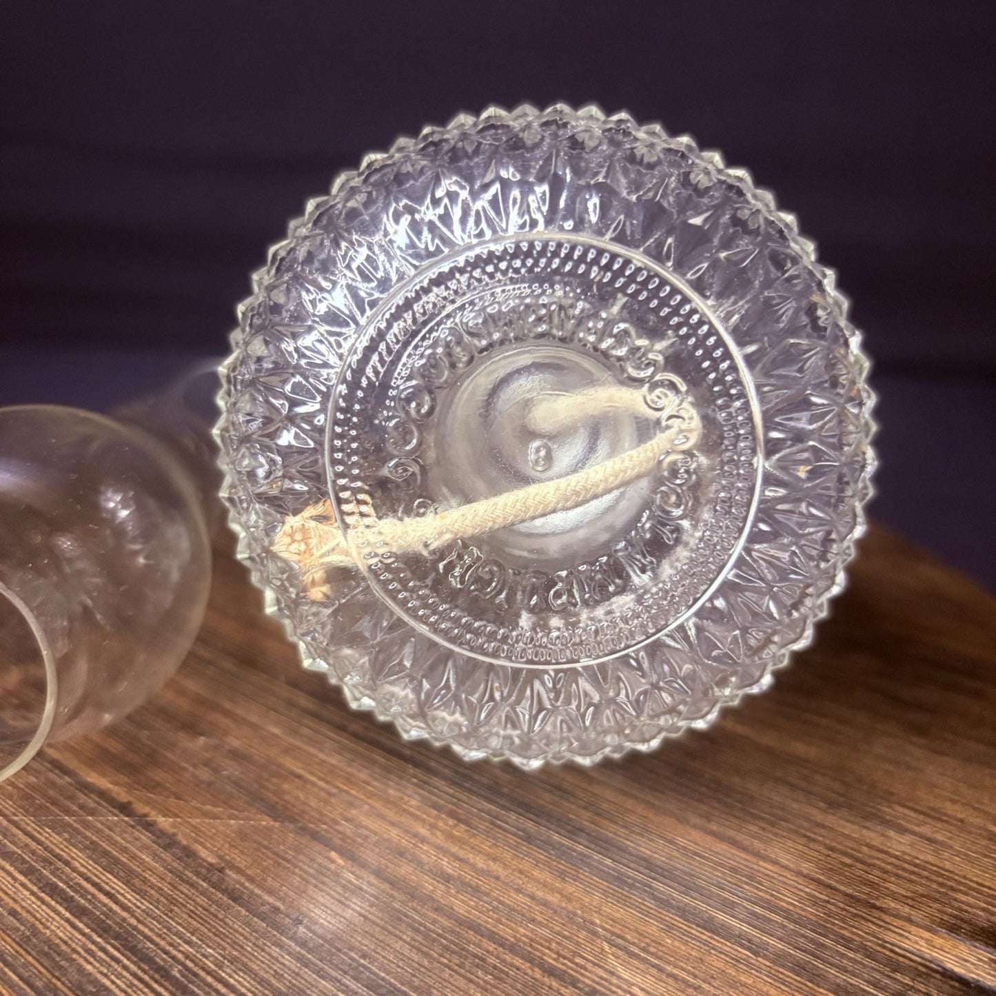 VTG Miniature Hurricane Oil Lamp Lamplight Farms Long Chimney, Diamond Cut Base5