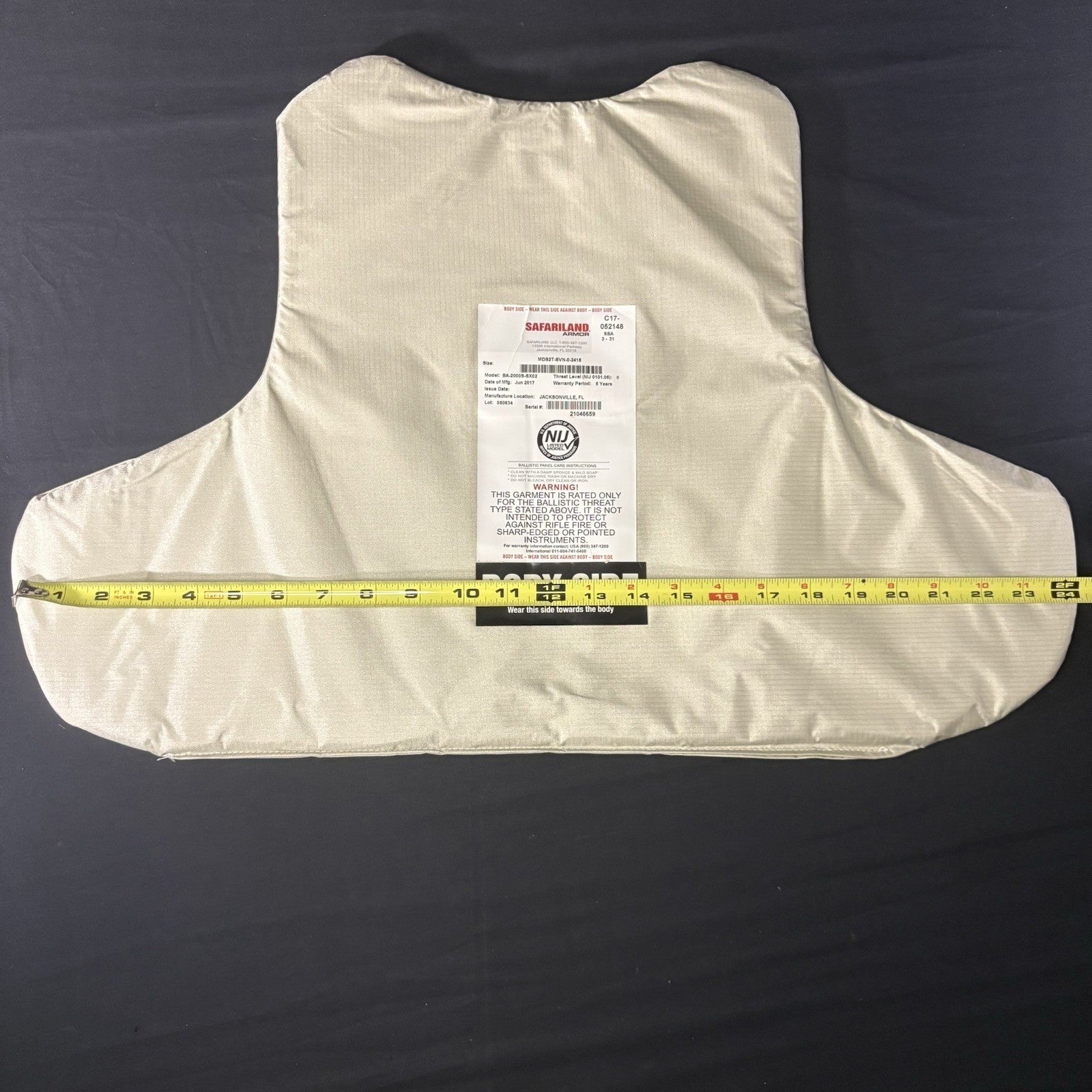 Safariland SX Level 2(II) Armor Size X-Large XL Thinnest Lightest Bullet Proof11