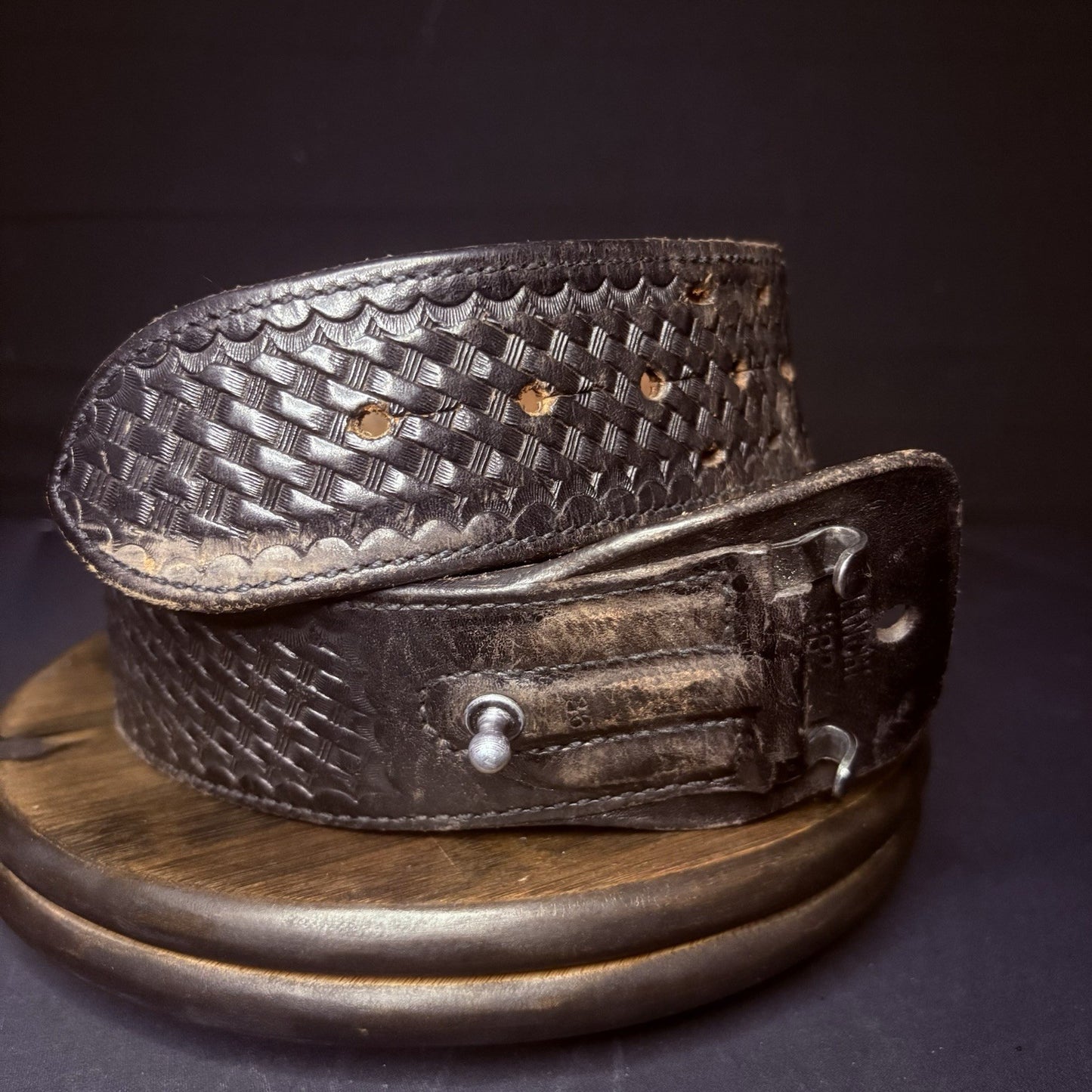 Bianchi Duty Belt (Size 36") Waist Black Basket Weave Leather4