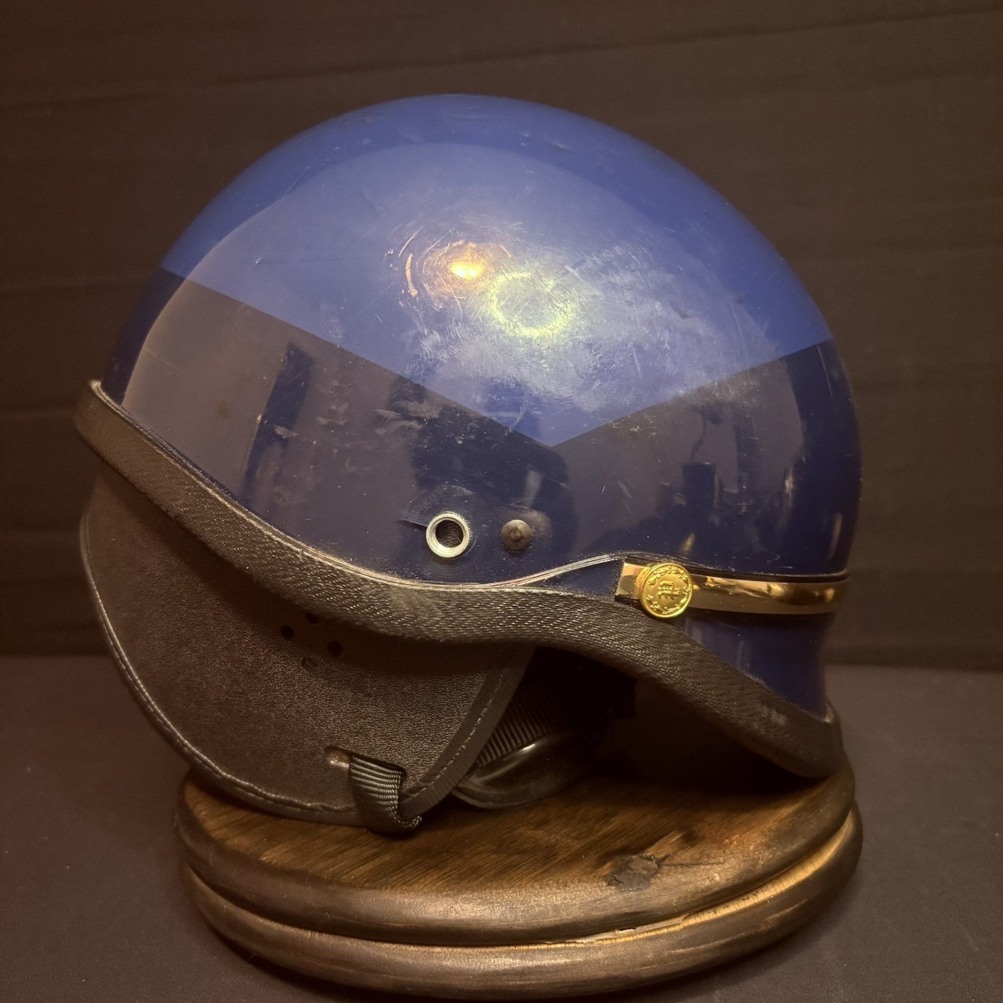 Vintage Police Riot Helmet Blue & Gold (Size Extra Large)0