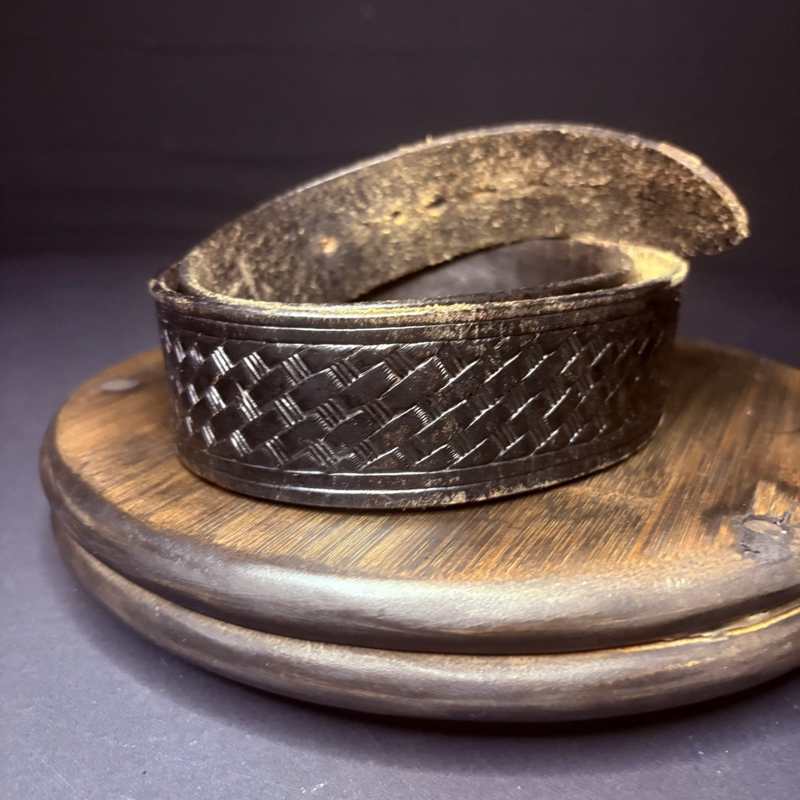 Leather Duty Belt (Size 36") Waist Black Basket Weave Leather2