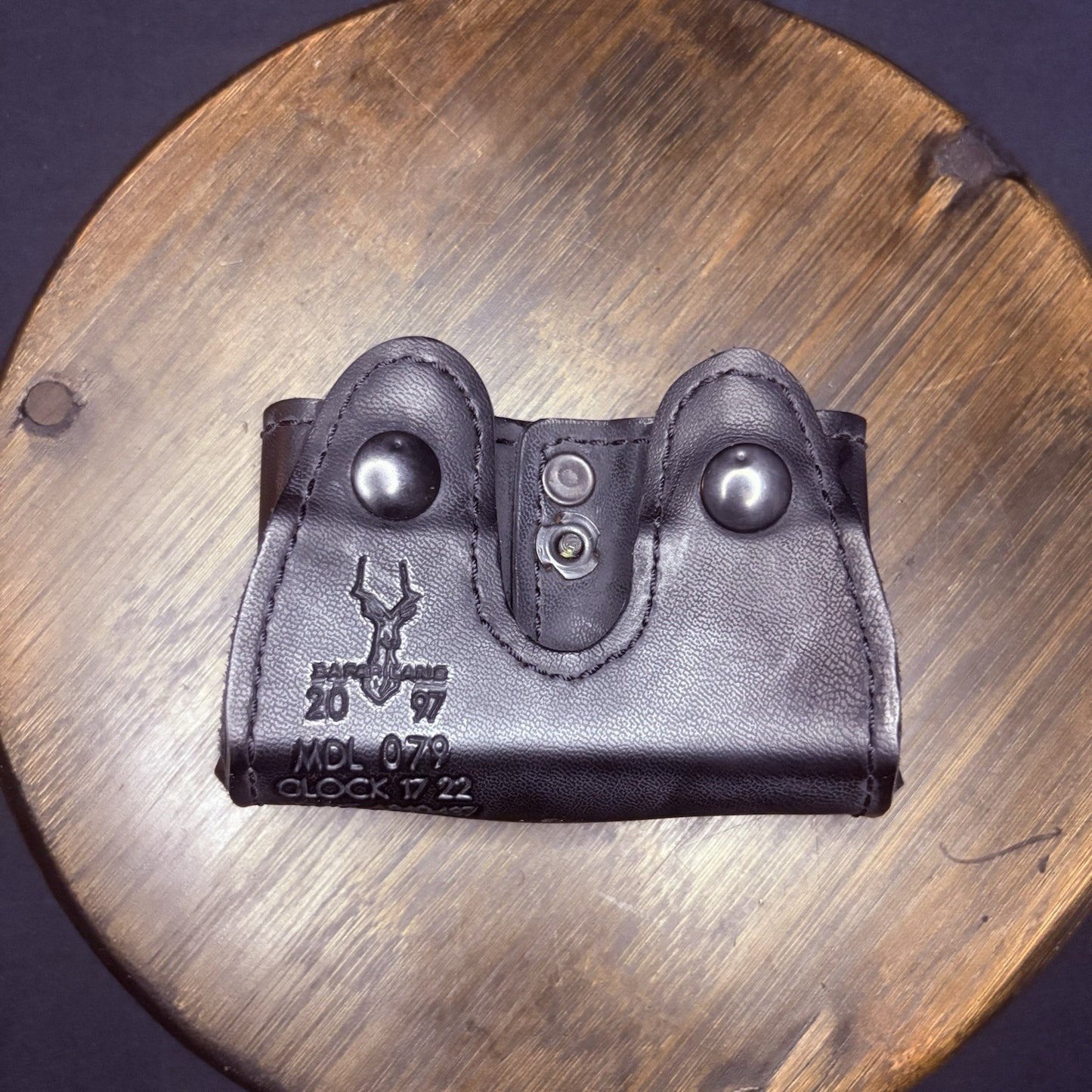 Safariland 079 Double Magazine Pouch for Glock 17 / 22 Black Plain Leather NOS6