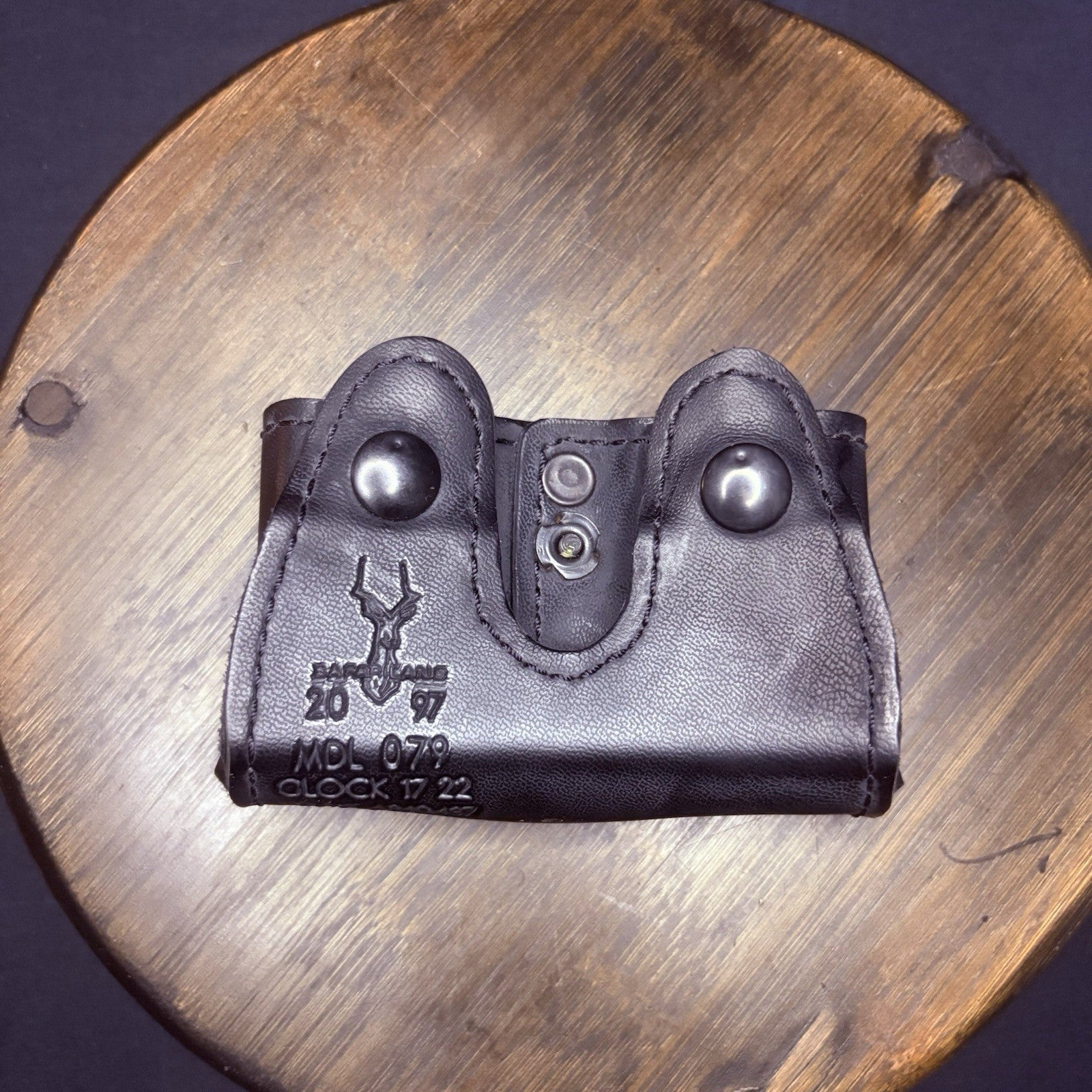 Safariland 079 Double Magazine Pouch for Glock 17 / 22 Black Plain Leather NOS6