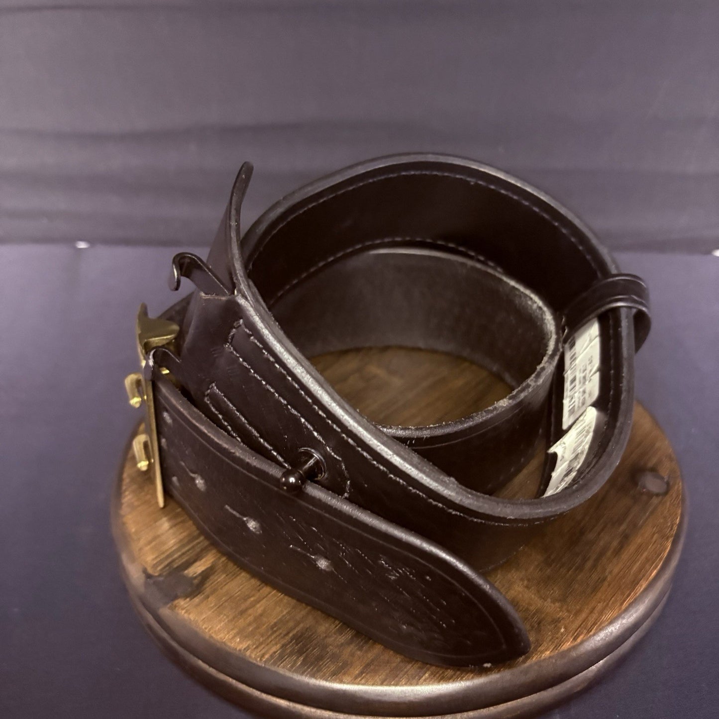 Aker Sam Browne Duty Belt (B03-36)  Size 36" Black Basketweave w/Brass Buckle5