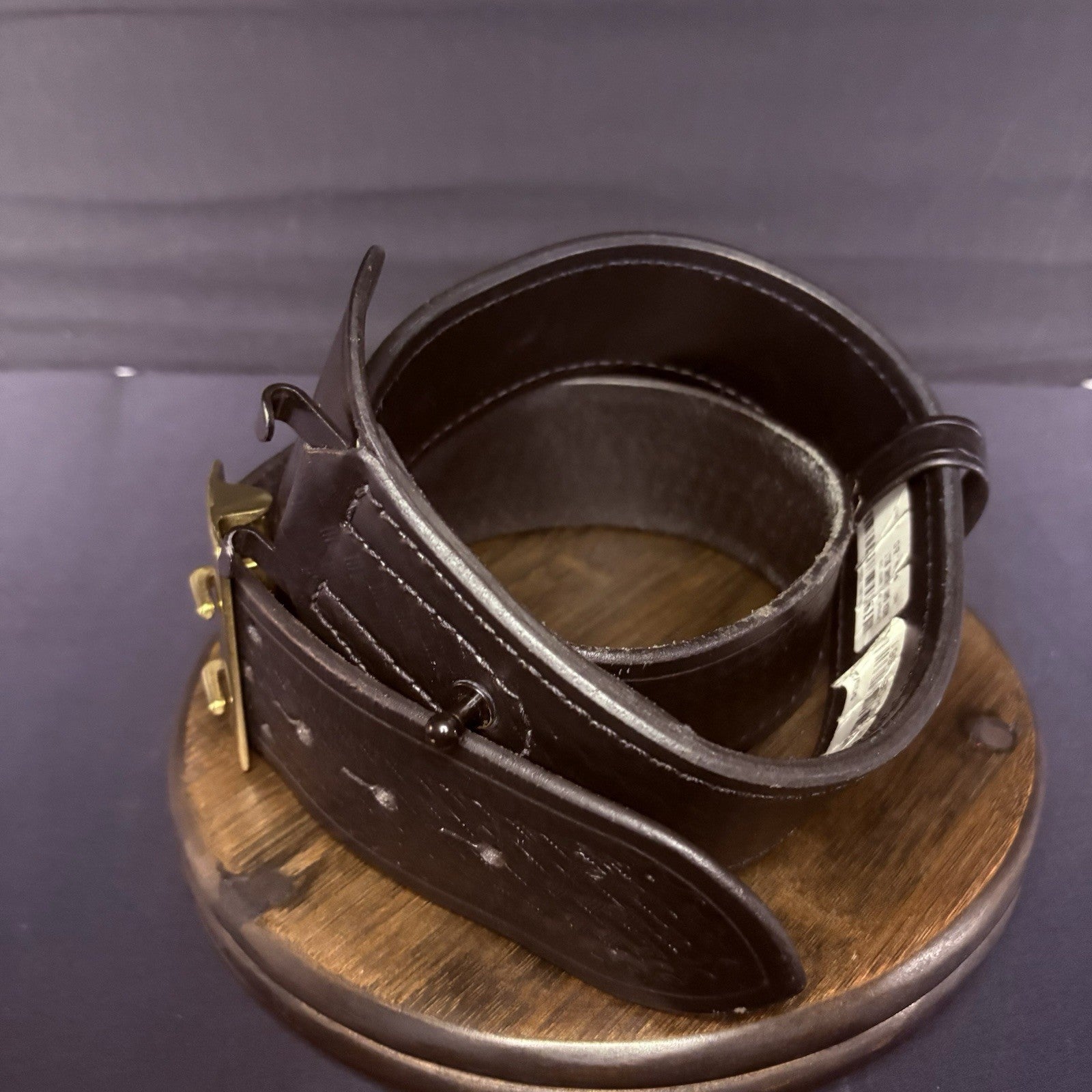 Aker Sam Browne Duty Belt (B03-36)  Size 36" Black Basketweave w/Brass Buckle5