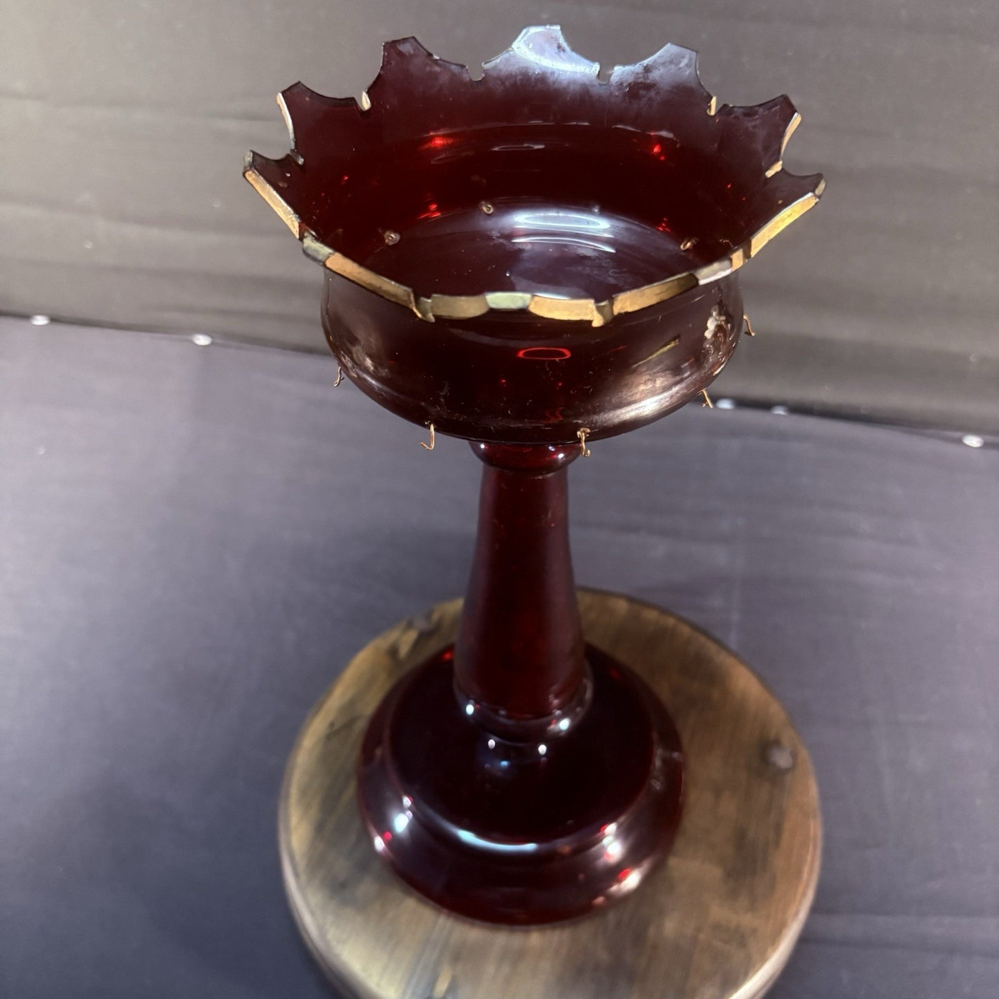 19th Century Bohemian Ruby Glass Mantle Luster 1860-1880 12" Tall 6" Diameter4