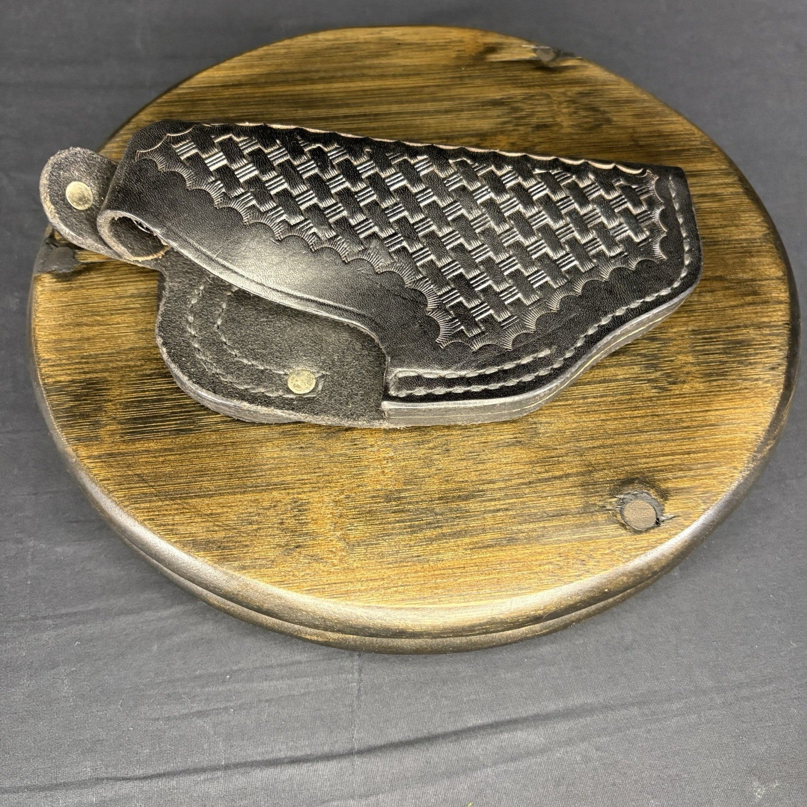 Tex Shoemaker 11PL Black Basket Leather OWB Paddle Holster For S&W K Revolver 3”5