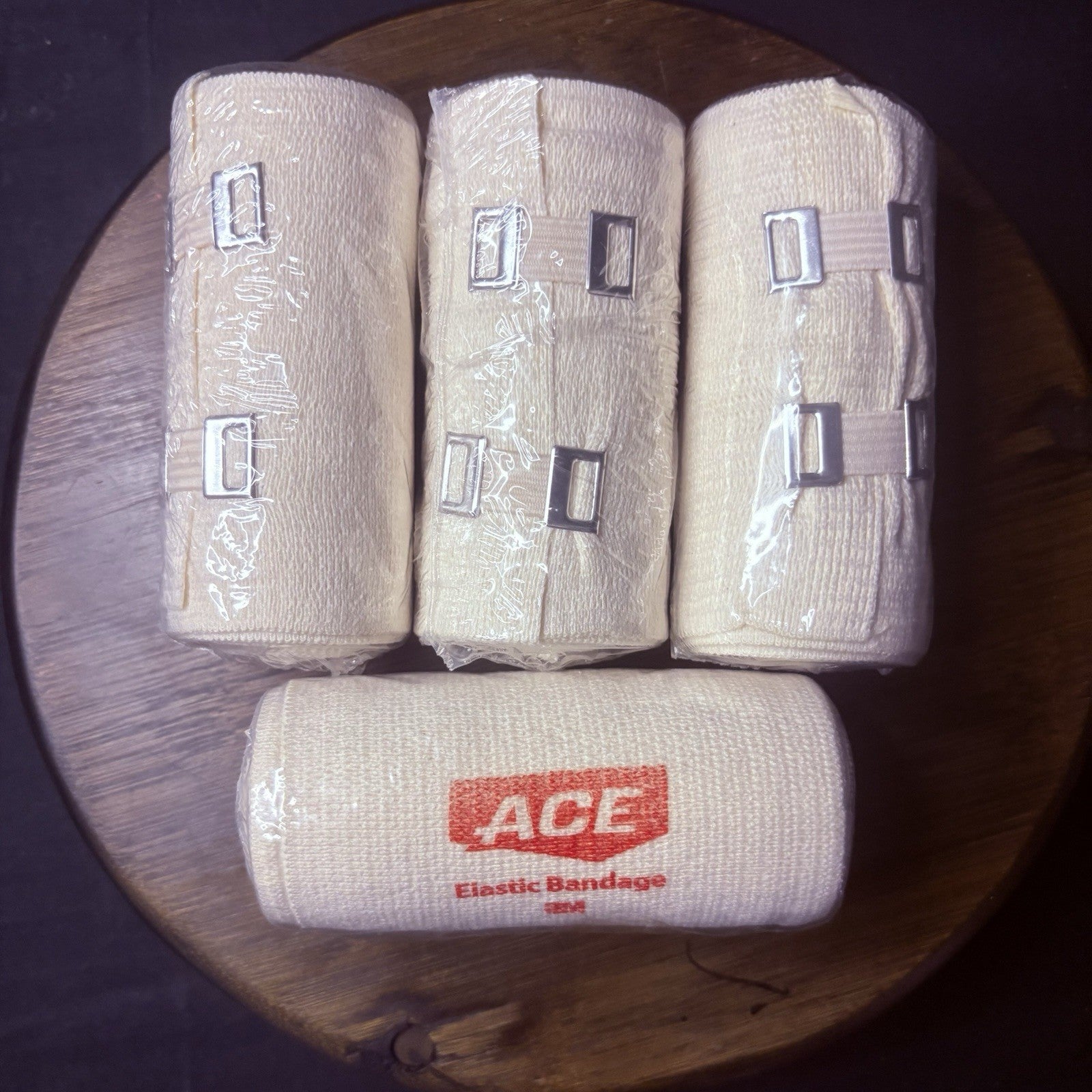 (4 Pack) ACE Elastic 3M Bandage Beige Sealed 4 Inch X 5.3 Foot w/Clips3