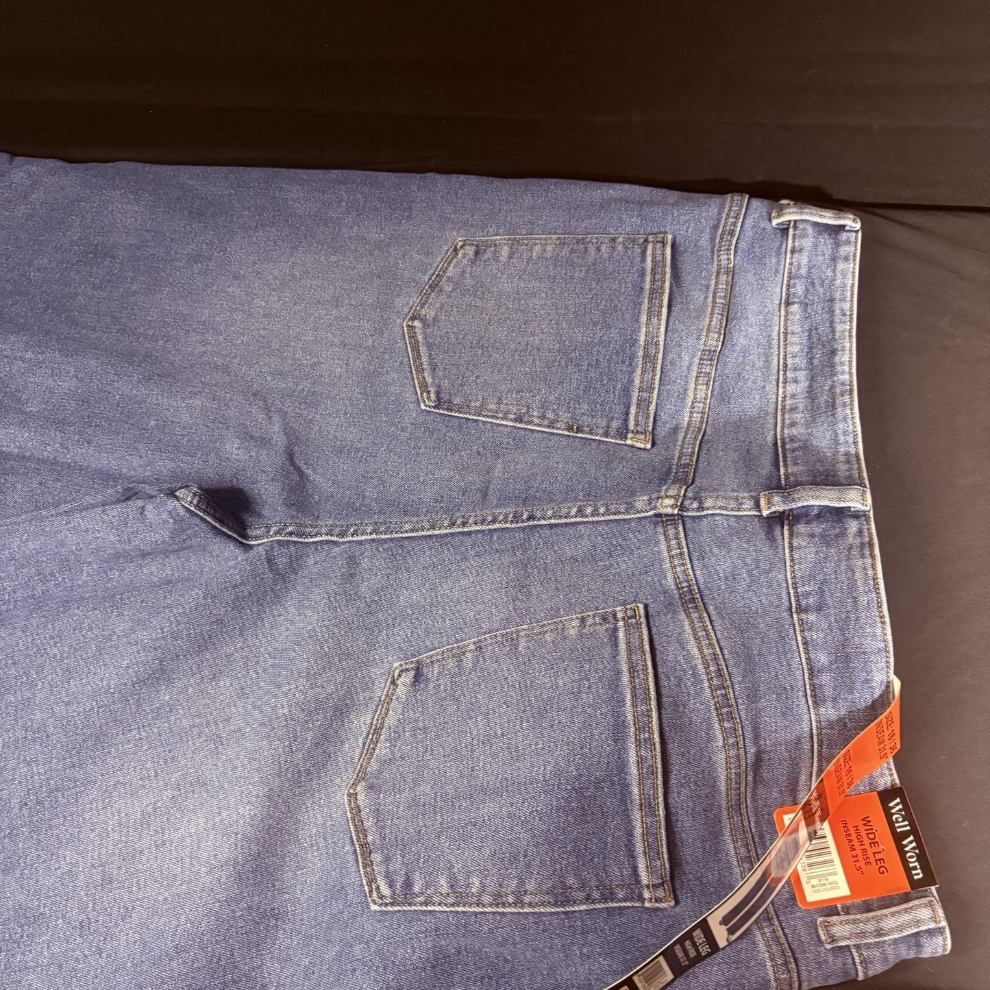 Well Worn Wide Leg High Rise Blue Jeans, SIZE 16/36 31.5" Long NWT12