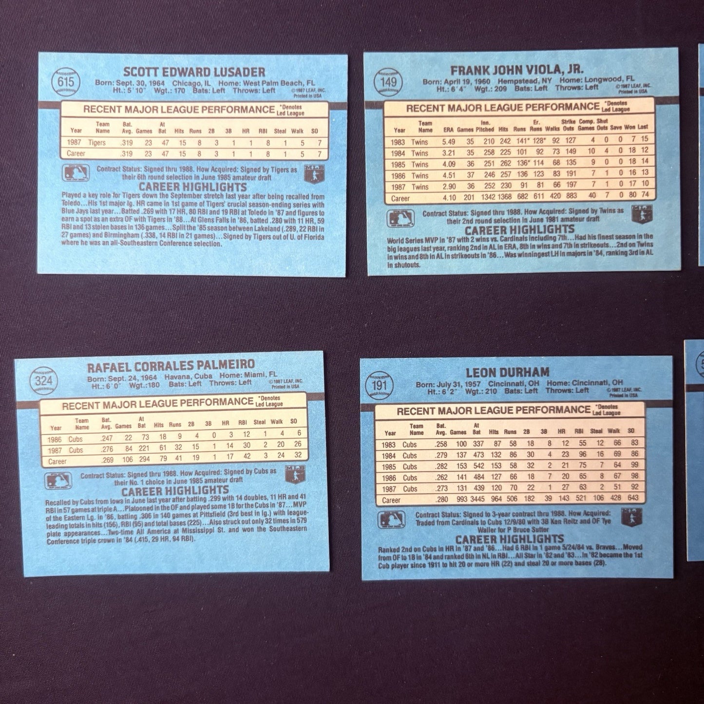 1987 Donruss High Grade Baseball  17 Card Lot Rookies7