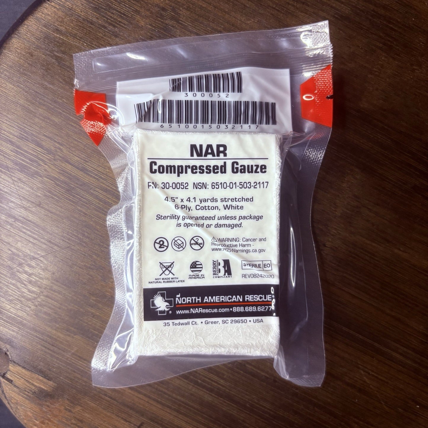 Pack Of (4) NAR Compressed Gauze 4.5 in. x 4.1 yd Sterile, 6-ply 30-00520