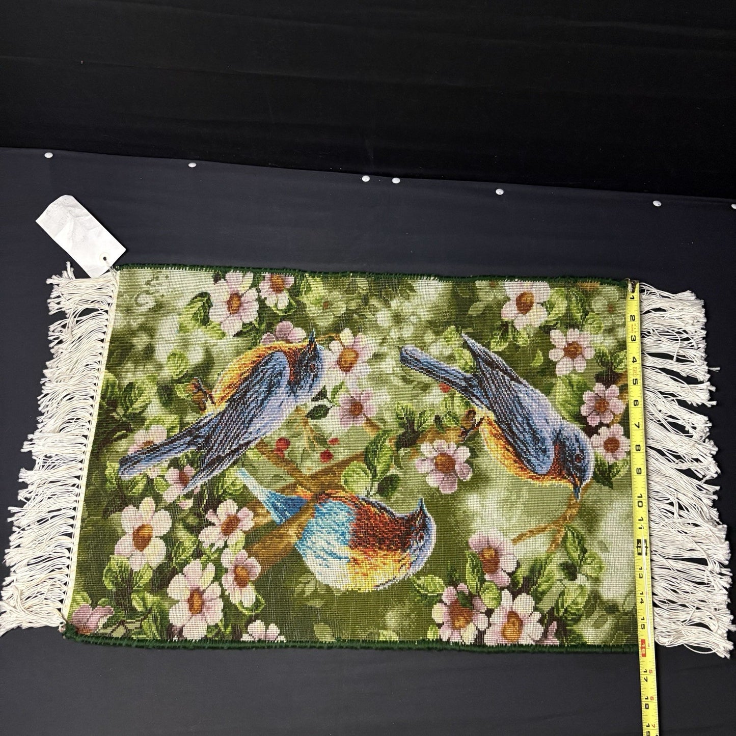Persian Pictorial Rug Hand Knotted Birds 24”x16” 60X40cm 224KPSI w/Rug Hangers14