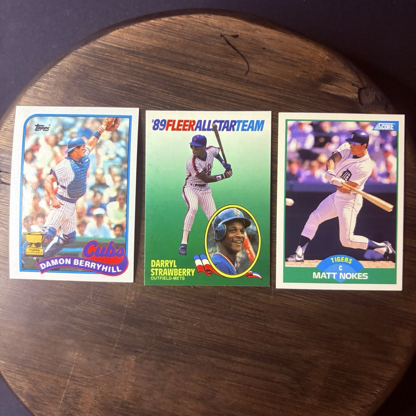 1989 Darryl Strawberry, Damon Berryhill, Matt Nokes (3) High Grade Trading Card 0