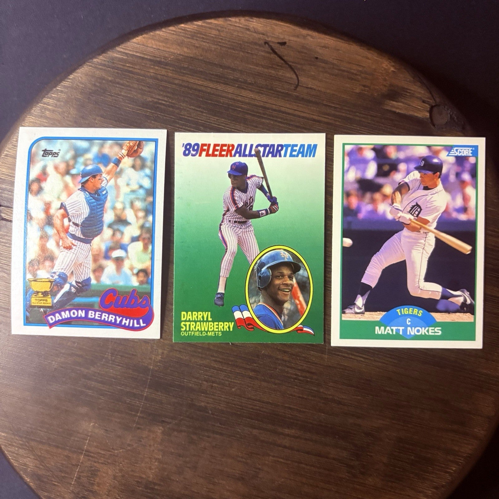 1989 Darryl Strawberry, Damon Berryhill, Matt Nokes (3) High Grade Trading Card 0