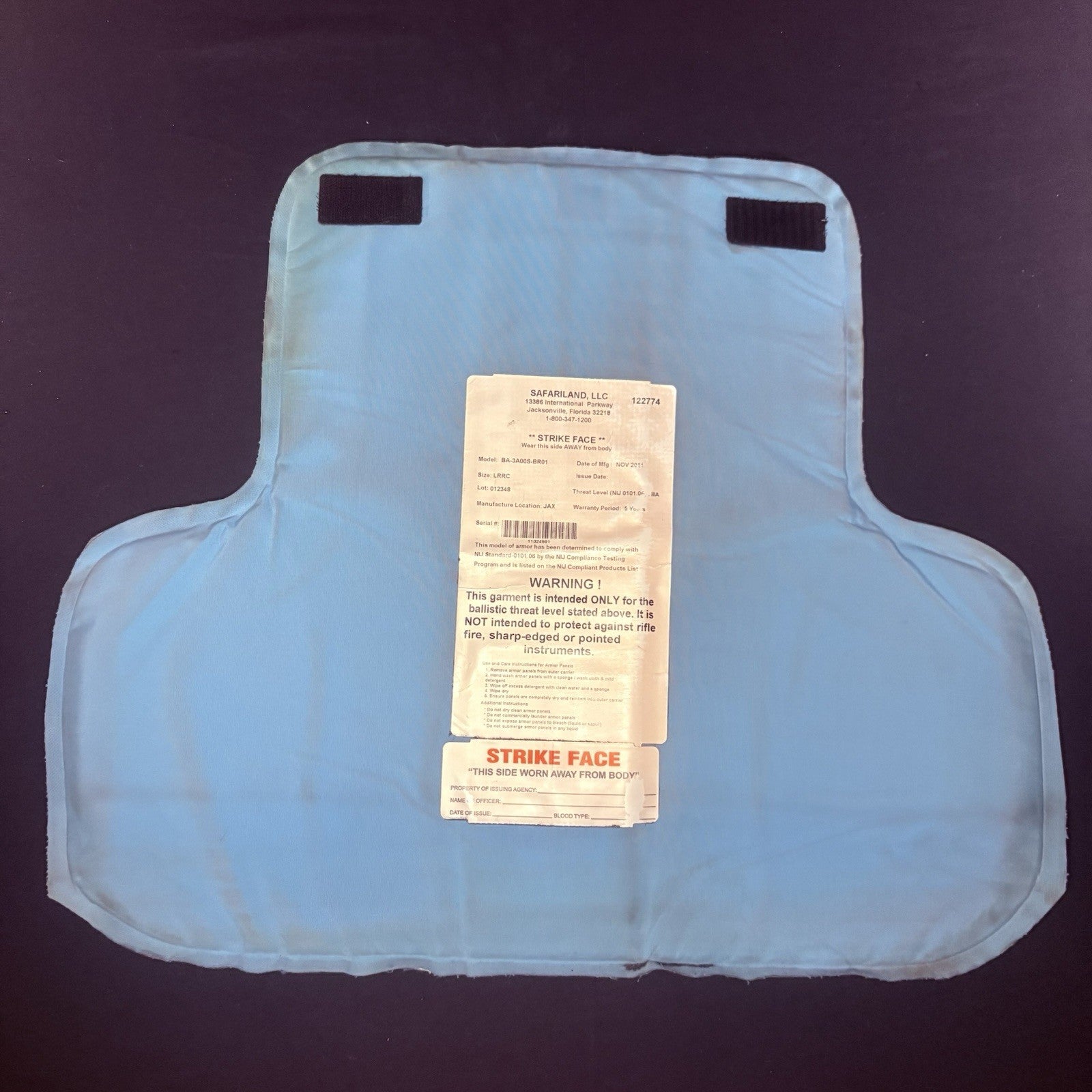 Second Chance Level 2 Vest w/ 3A Back Panel Size Medium Bullet Proof ABA Armor11