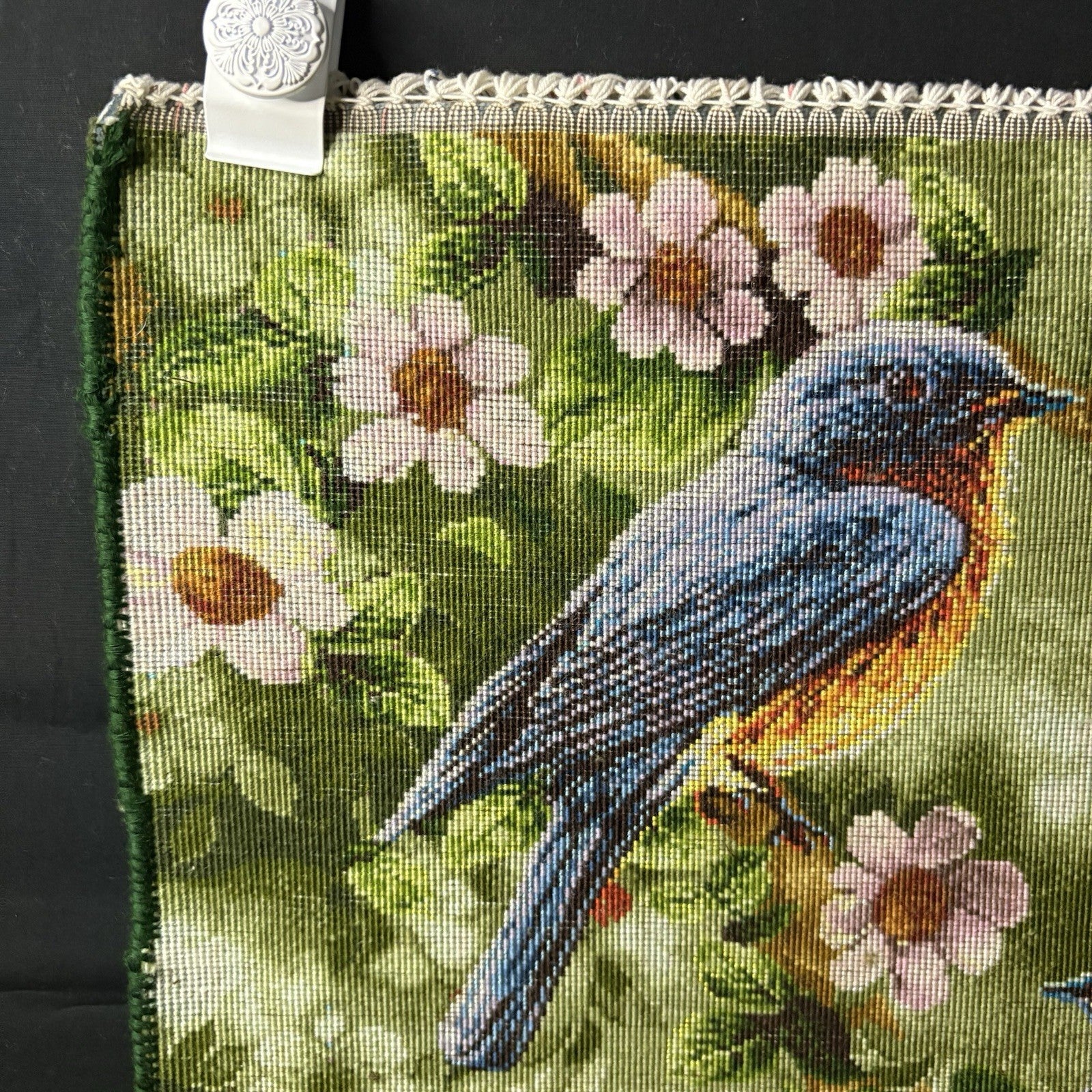 Persian Pictorial Rug Hand Knotted Birds 24”x16” 60X40cm 224KPSI w/Rug Hangers19