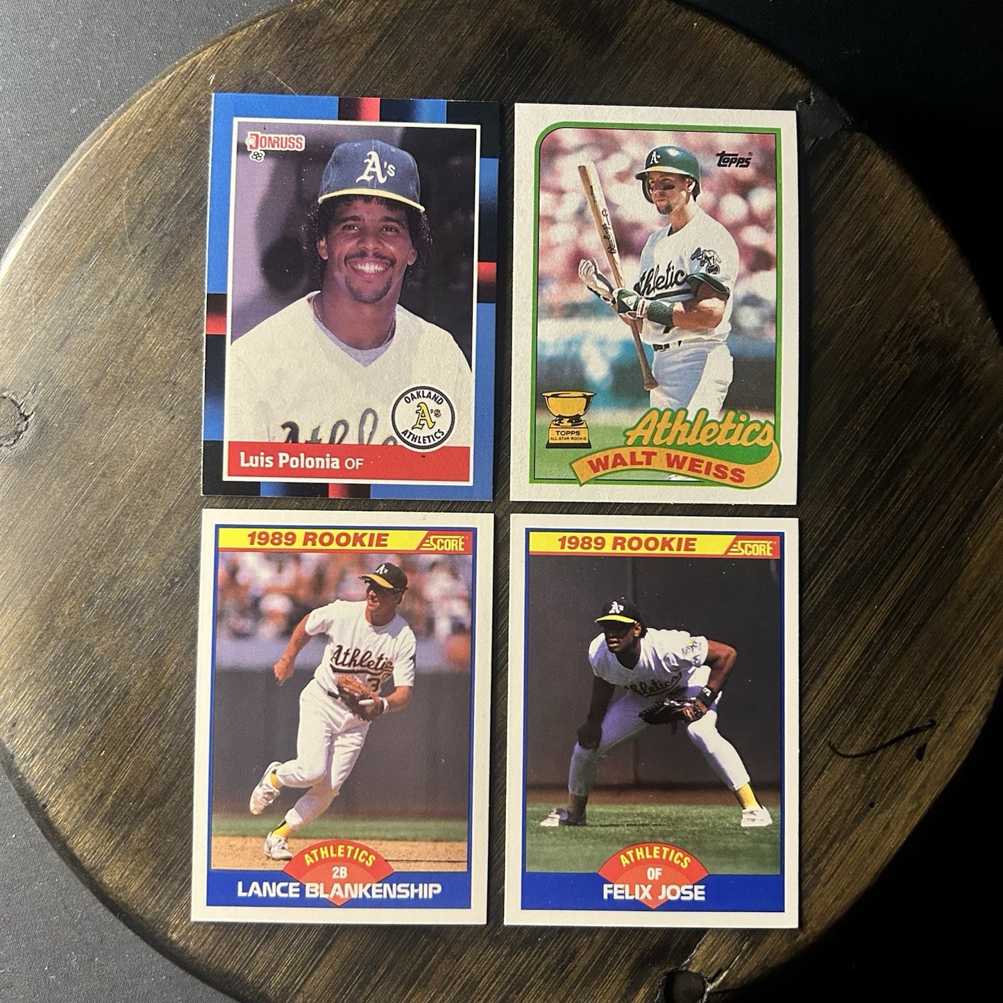1989 (4) Lot Of Cards Luis Polonia, Walt Weiss, Lance Blankenship, Felix Jose0