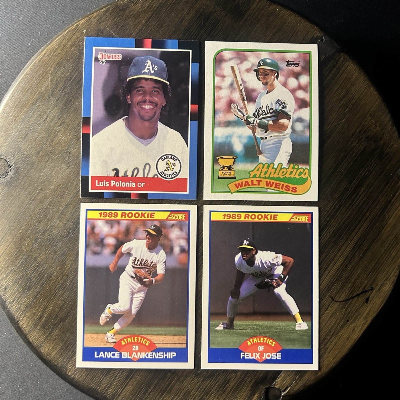 1989 (4) Lot Of Cards Luis Polonia, Walt Weiss, Lance Blankenship, Felix Jose0