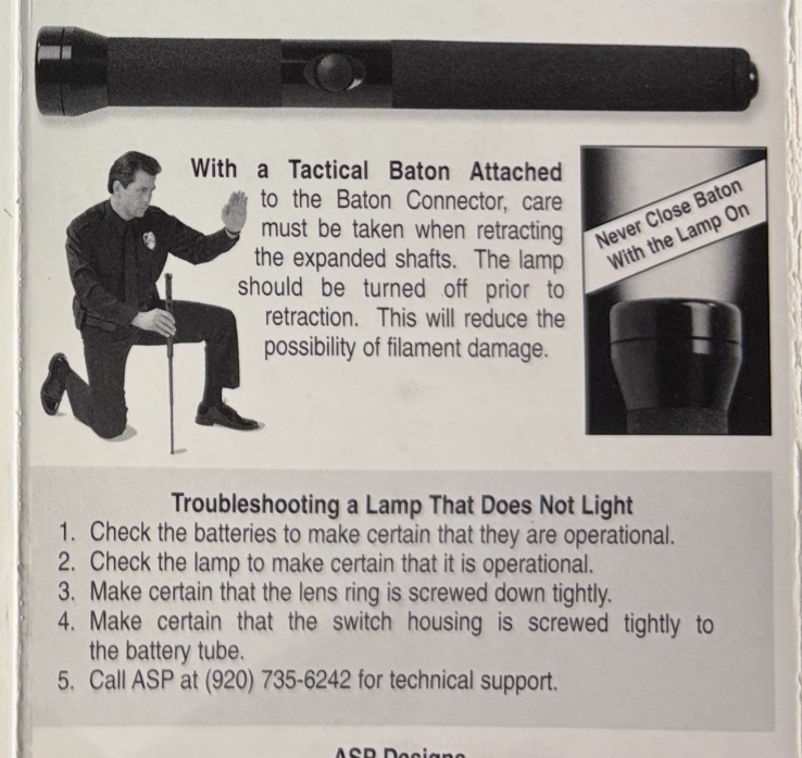 ASP Triad Flashlight Attachment for Friction and LeverLoc Collapsable Batons1
