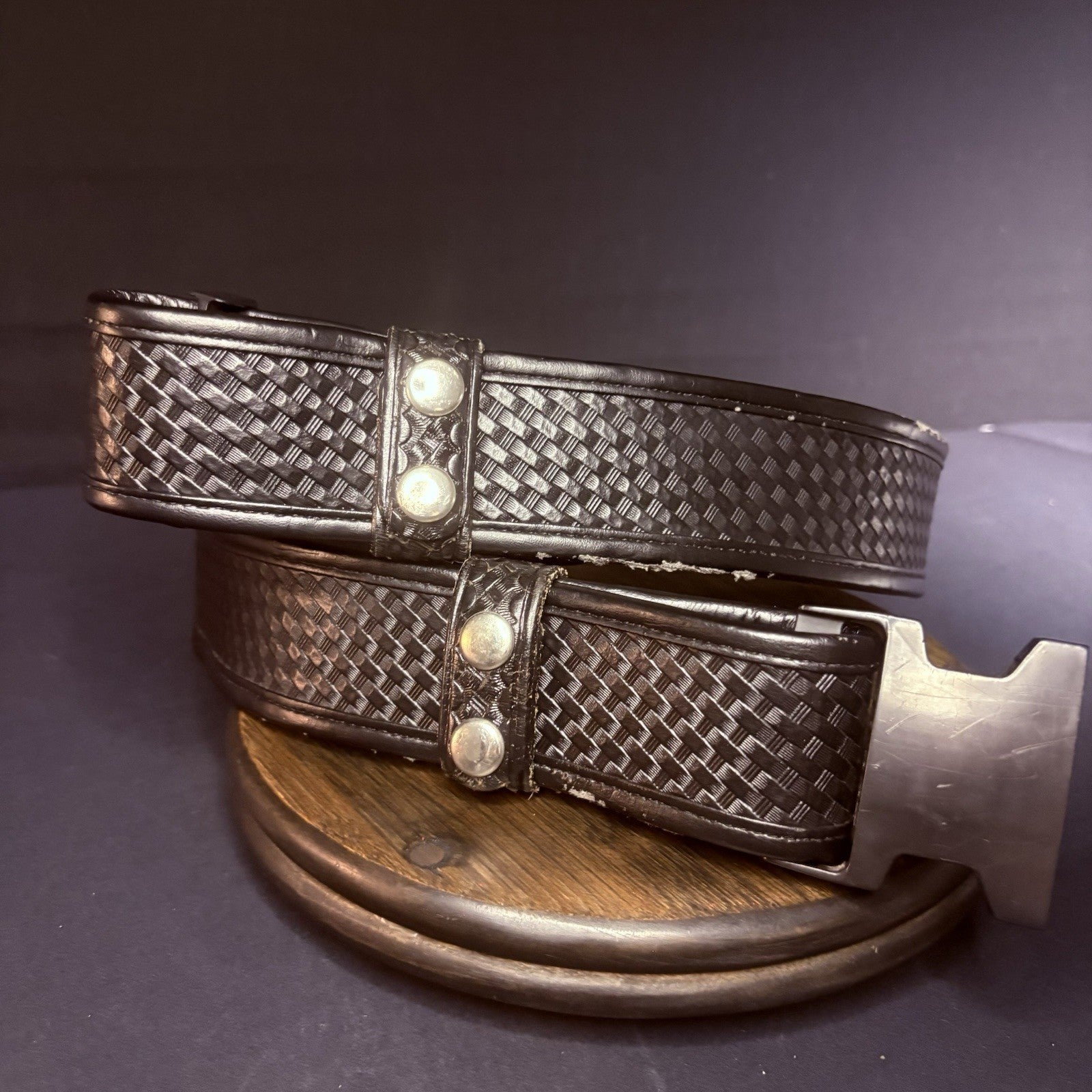 Bianchi 7950 Duty Belt Size 40”-46" w/Belt Keepers AccuMold Basketweave Leather8
