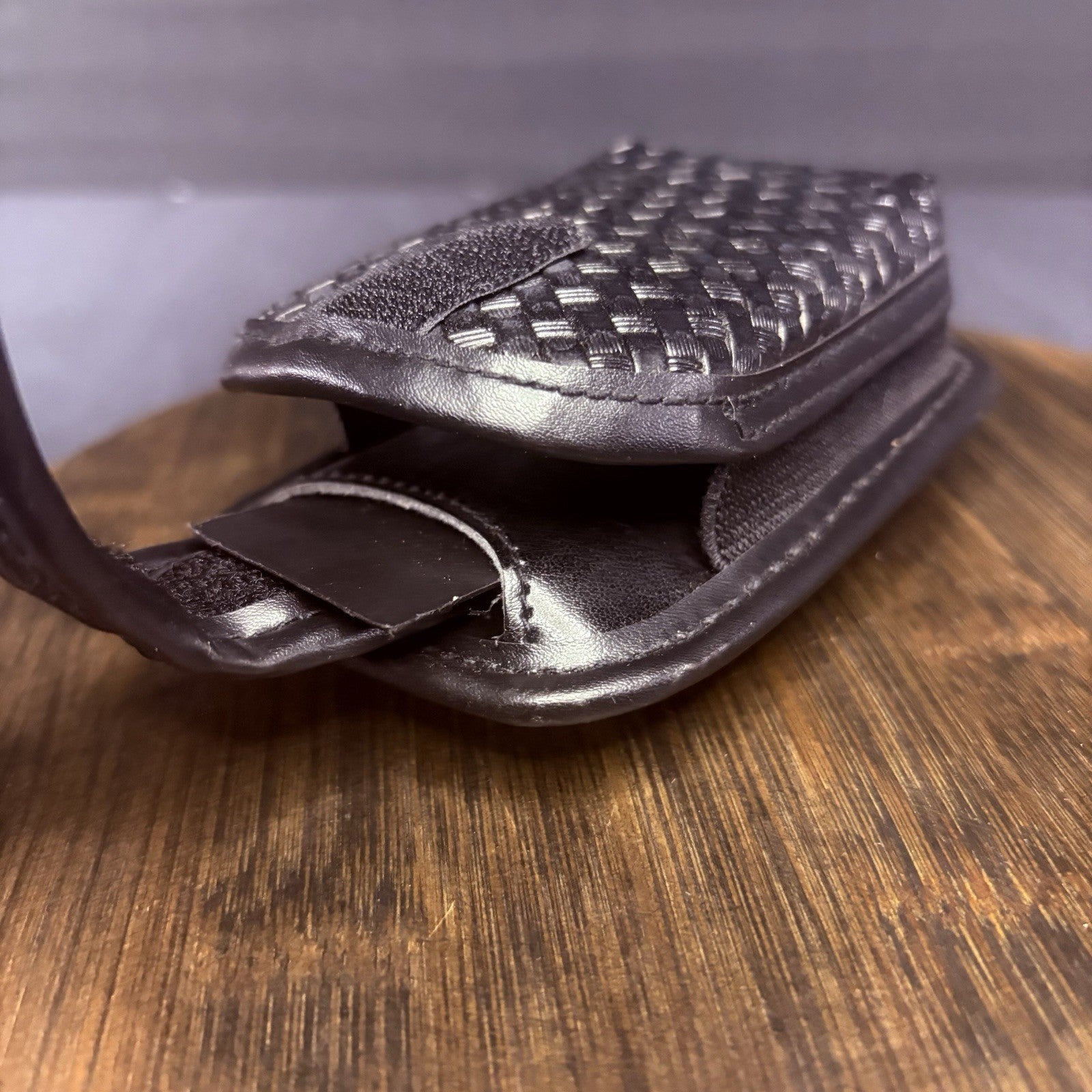 TUFF Leather Utility Pouch Basket Weave w/Belt Clip, For Recorder, Phone, Camera3