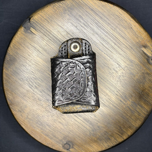 Dutyman Silent Key Keeper Basket Weave Leather Holder Brass Snap Model 42210