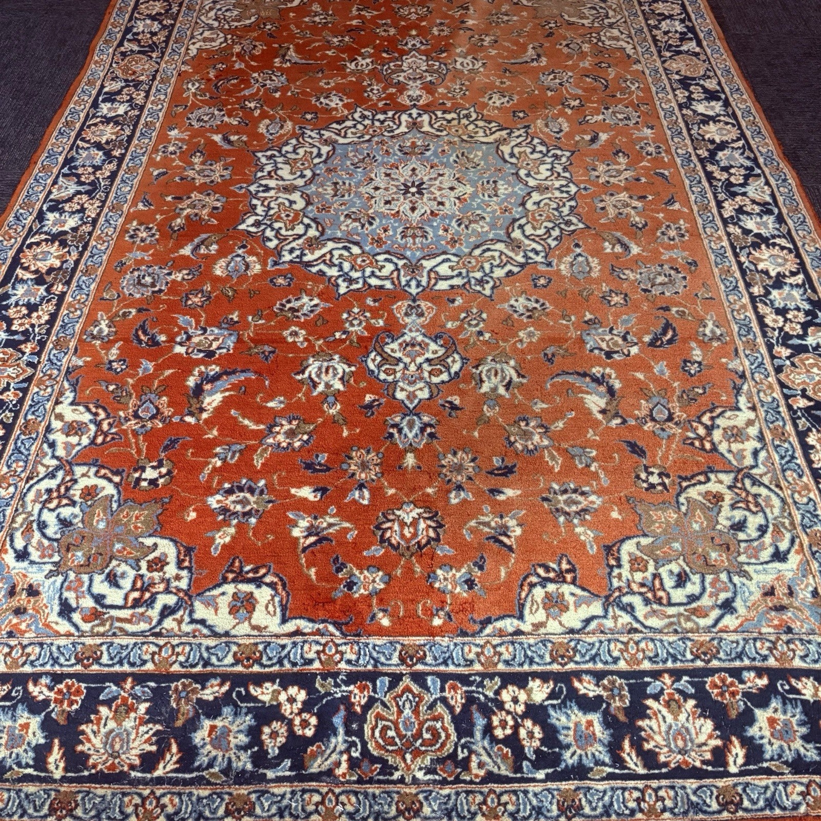 Semi-Antique Hand Knotted Rug 5x7 Medallion 324KPSI Estate Find 1970s Floral Rug8