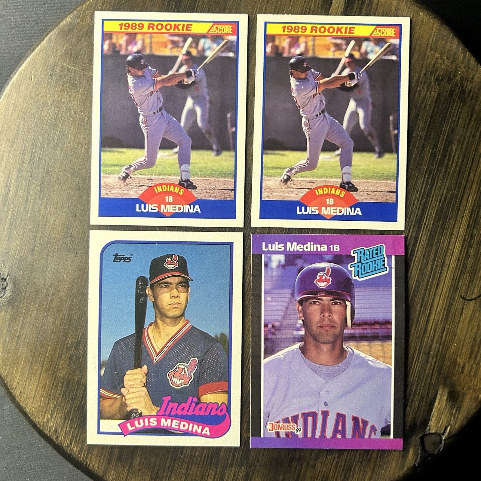 (4) 1989 Luis Medina Rookie Card Lot #633, #528, #36 Cleveland Indians0
