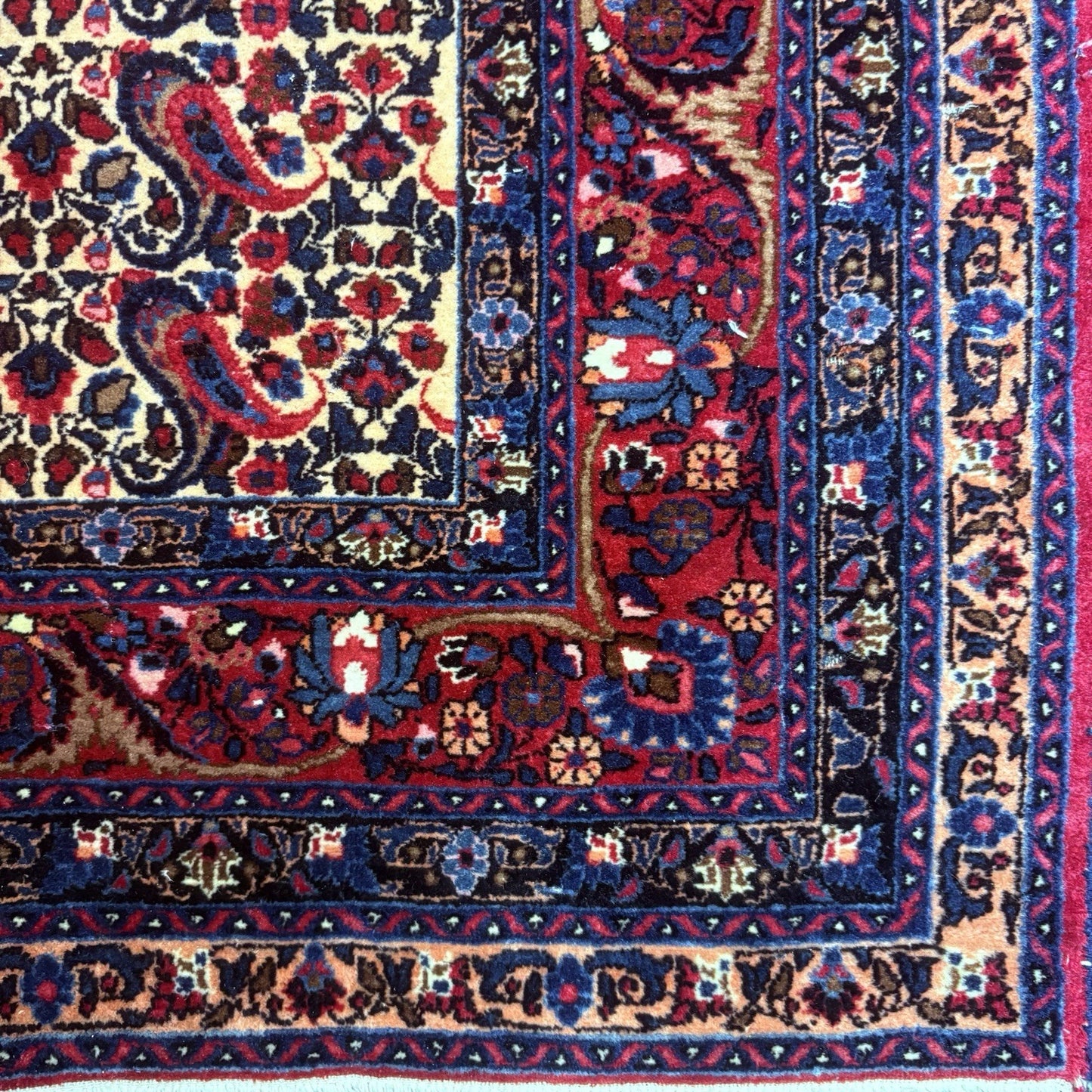 Antique 1910s Bidjar Hand Knotted Paisley Boteh Rug 5x7  342KPSI Natural Dye13