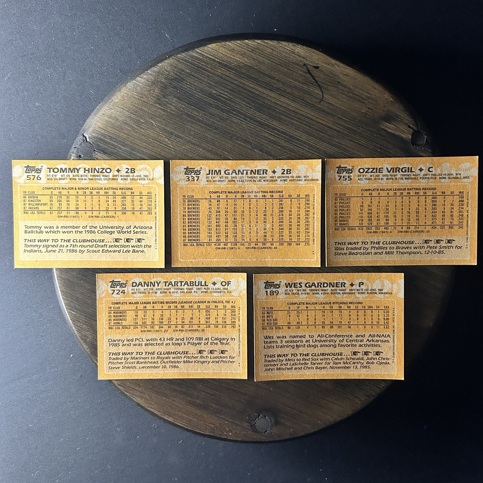 1988 Topps High Grade Trading Card (Lot of 5) MLB #567, #337, #755, #724, #1891