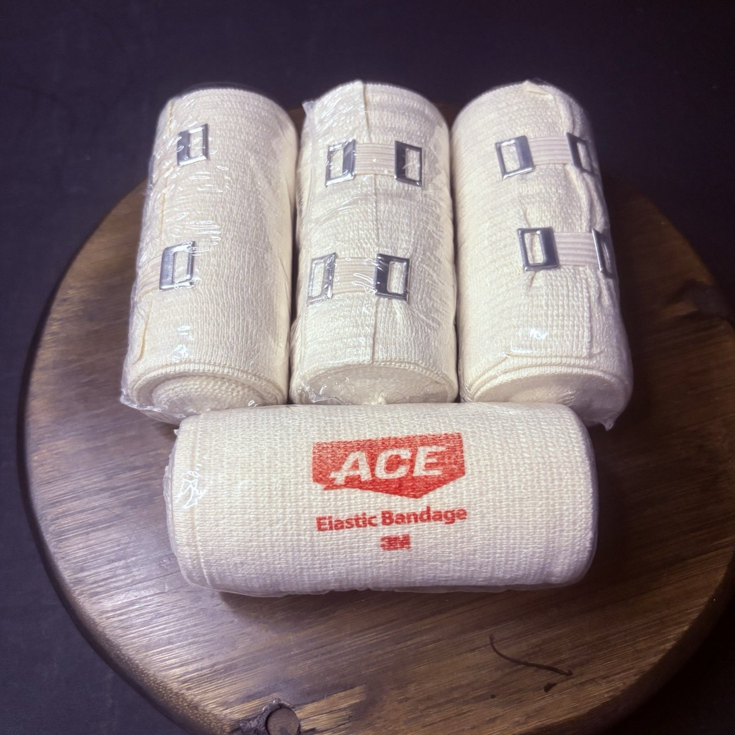 (4 Pack) ACE Elastic 3M Bandage Beige Sealed 4 Inch X 5.3 Foot w/Clips0