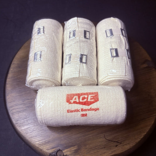 (4 Pack) ACE Elastic 3M Bandage Beige Sealed 4 Inch X 5.3 Foot w/Clips0