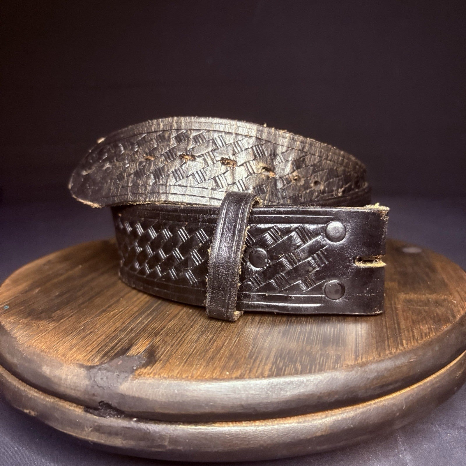 Leather Duty Belt (Size 36") Waist Black Basket Weave Leather0