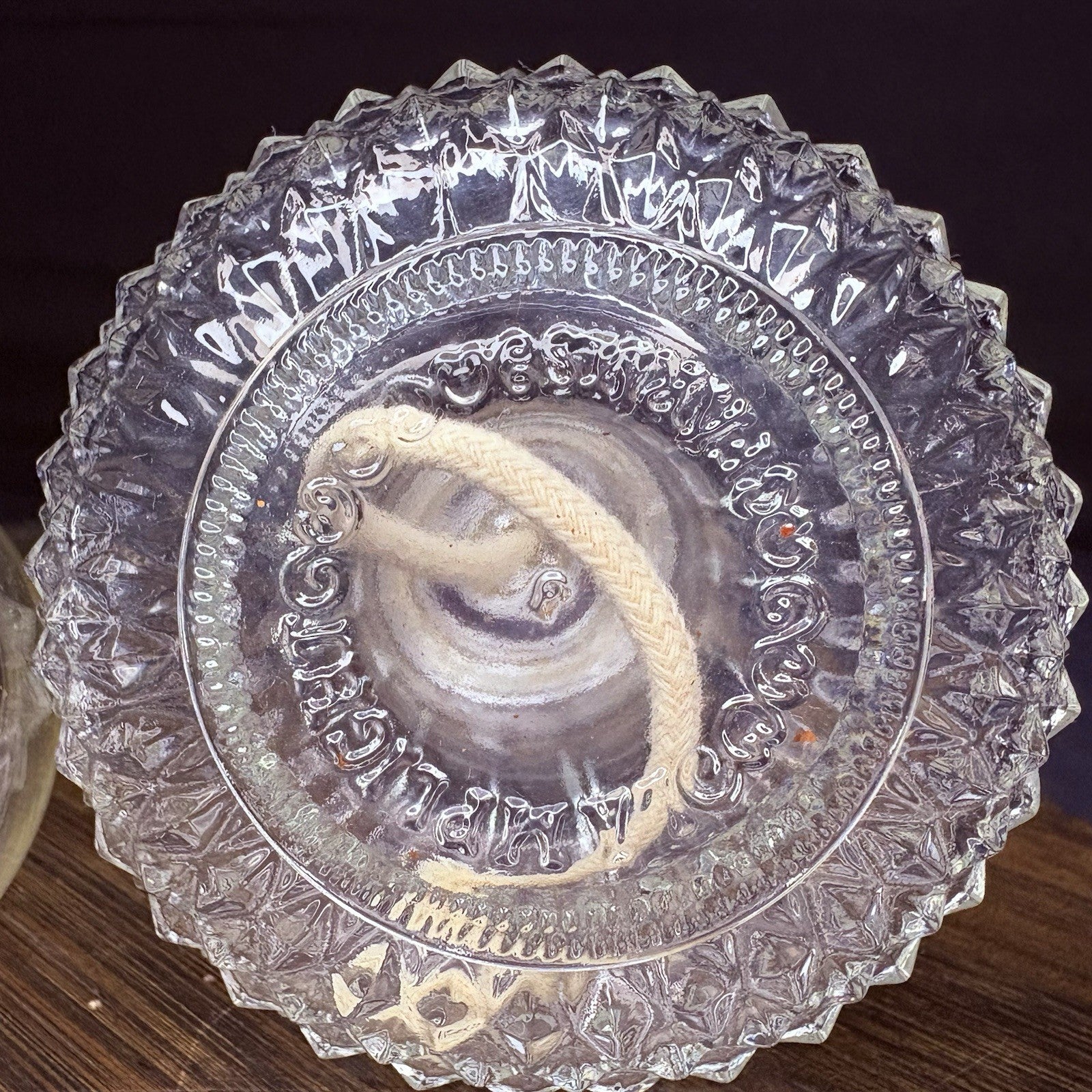 VTG Miniature Hurricane Oil Lamp Lamplight Farms Bubble Globe, Diamond Cut Base6