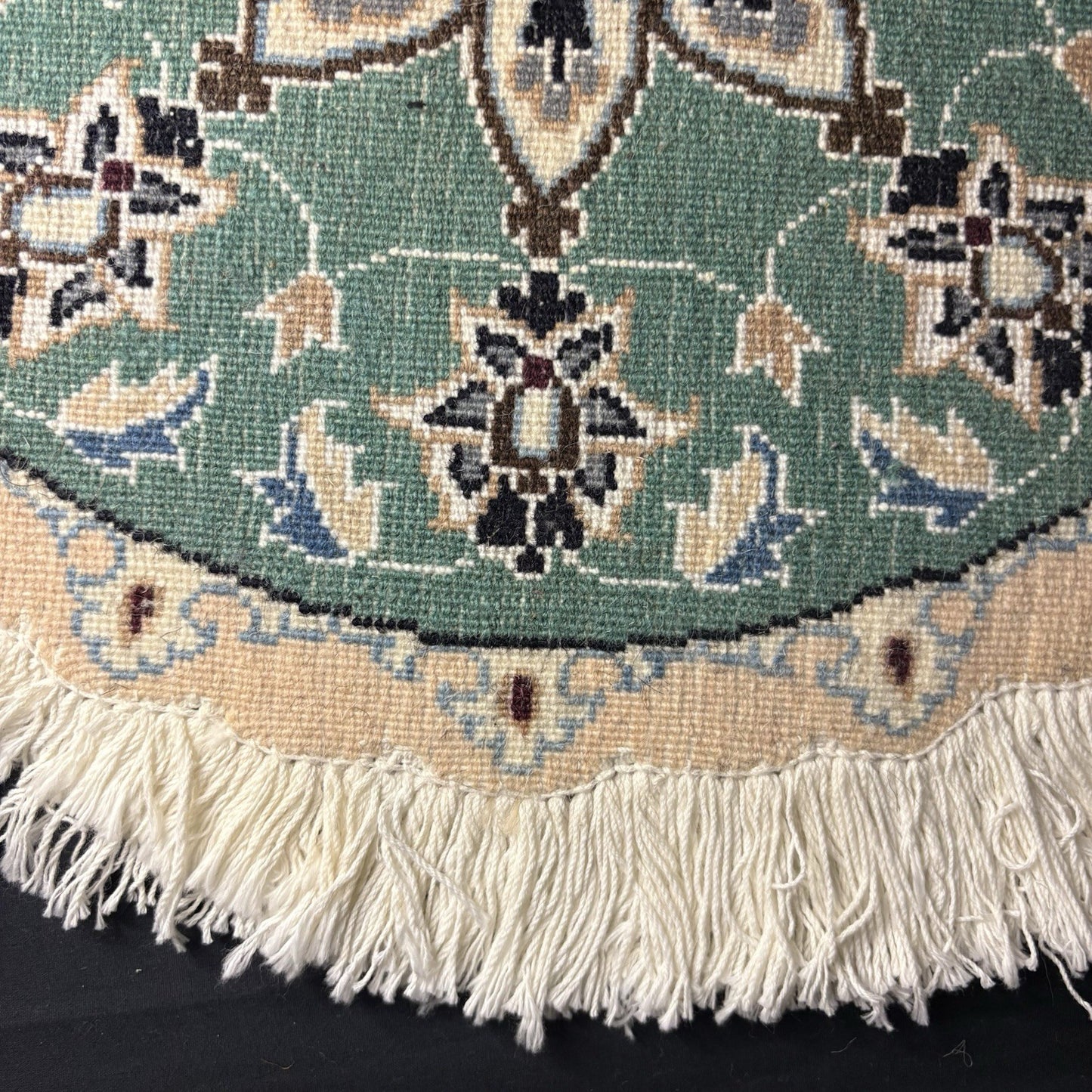 Round Rug Size 18”x18” Or 45cm Blue Medallion Hand Knotted Rug10