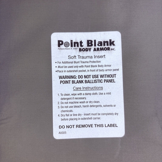 PB Trauma Plate Insert 5x8 Soft Impact Panel Body Armor GREY1